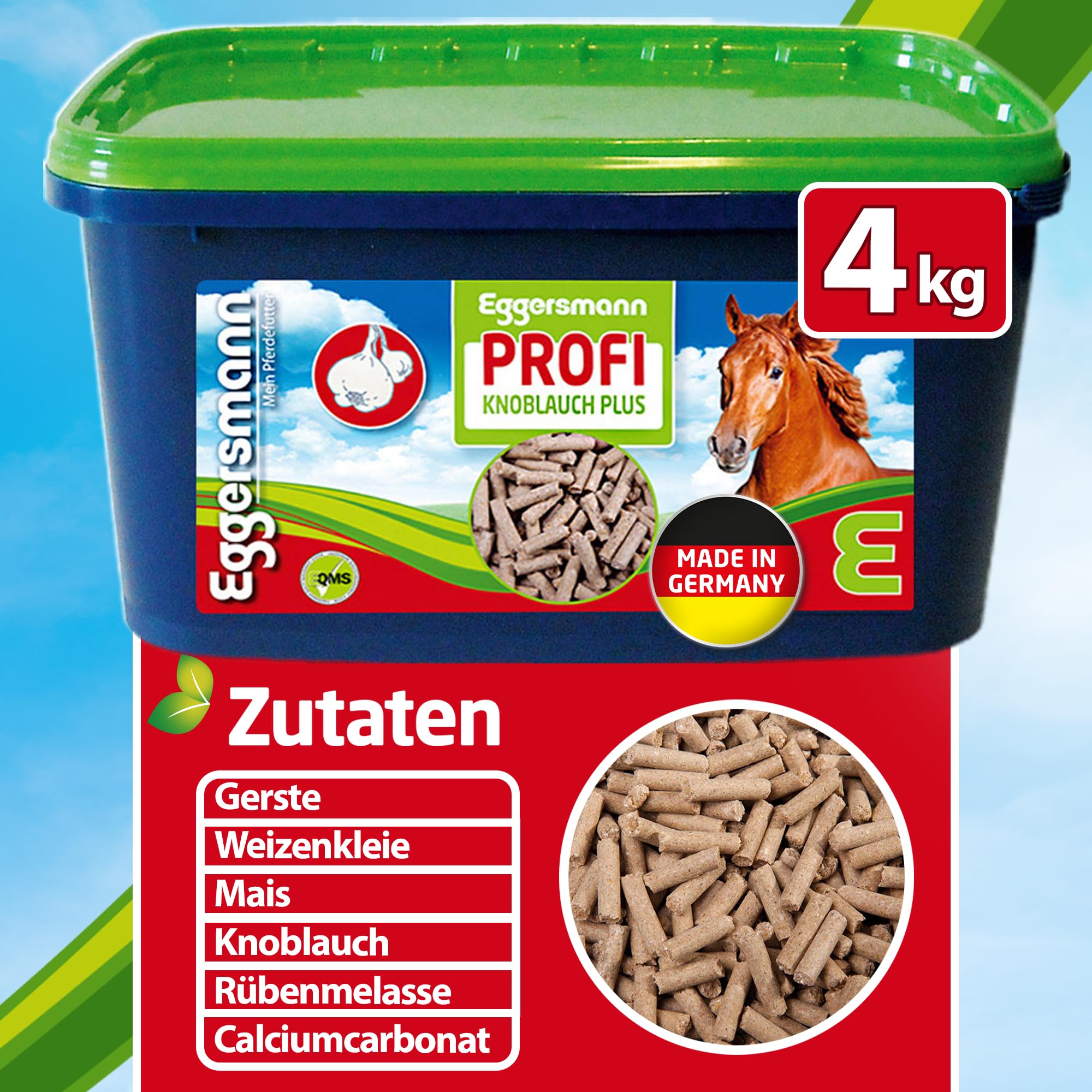 Eggersmann Mein Pferdefutter Aglio Professionale Plus 4 kg – Mangime complementare per Cavalli – Contro Mosche, Freni e zanzare – Supporta Il metabolismo e la Difesa immunitaria