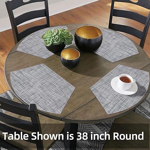 Miniatura 106 de SHACOS - Manteles individuales de PVC para mesas redondas, manteles individuales con curvatura, antideslizantes, resistentes al calor, de vinilo,