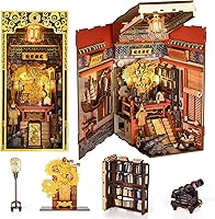 Vista 1 de Kit de rincón de libros, kit de bricolaje en miniatura para casa de muñecas, rompecabezas de madera 3D, decoración con luz LED para adolescentes