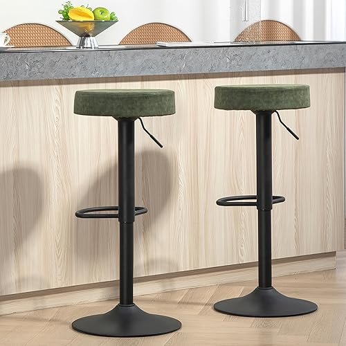 Miniatura 2 de Finnhomy Juego de 2 taburetes de bar de altura de mostrador, taburetes de bar giratorios con reposapiés y espalda descubierta, taburetes de bar