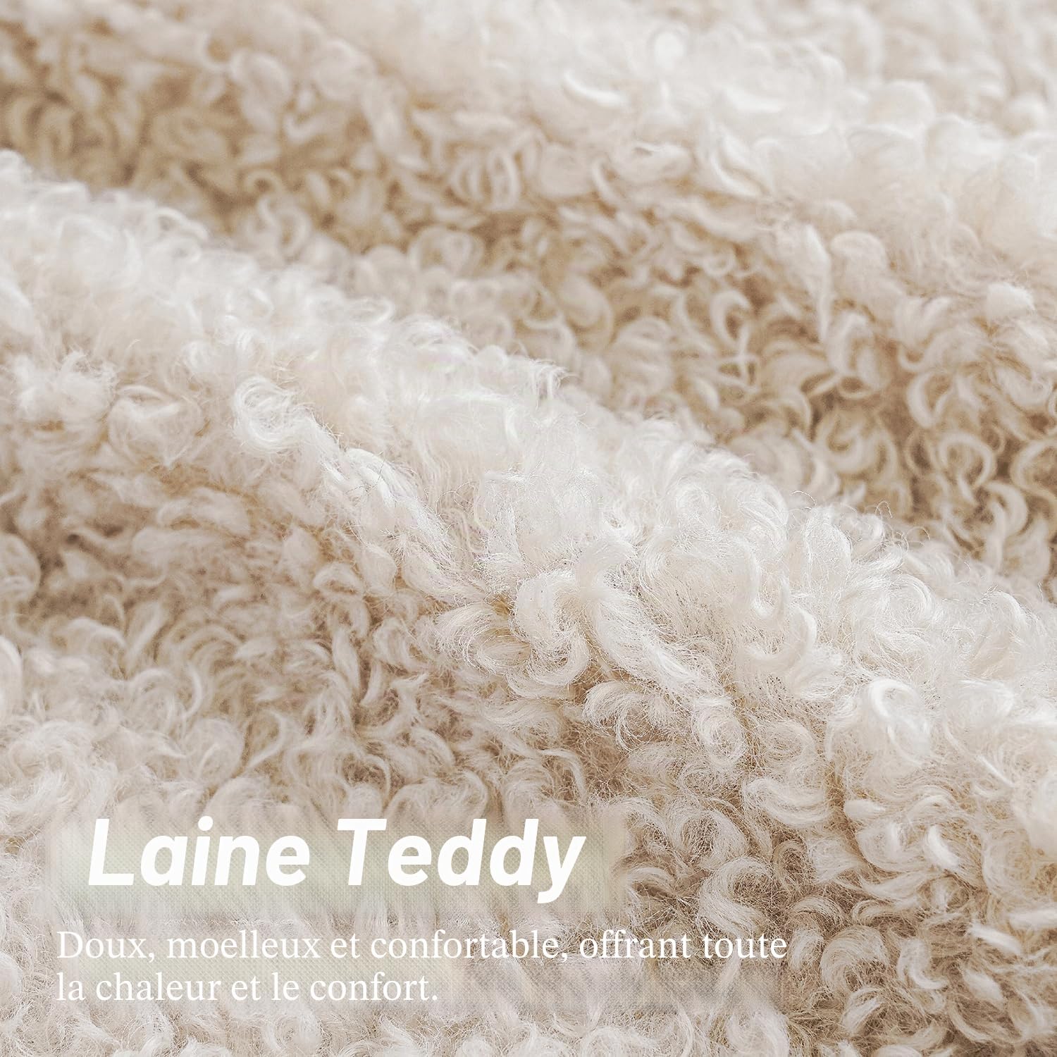 Foindtower Lot de 2 housses de coussin décoratives en peluche bouclée, effet fourrure, pour lit, canapé, salon, 40,6 x 40,6 cm, écru neutre