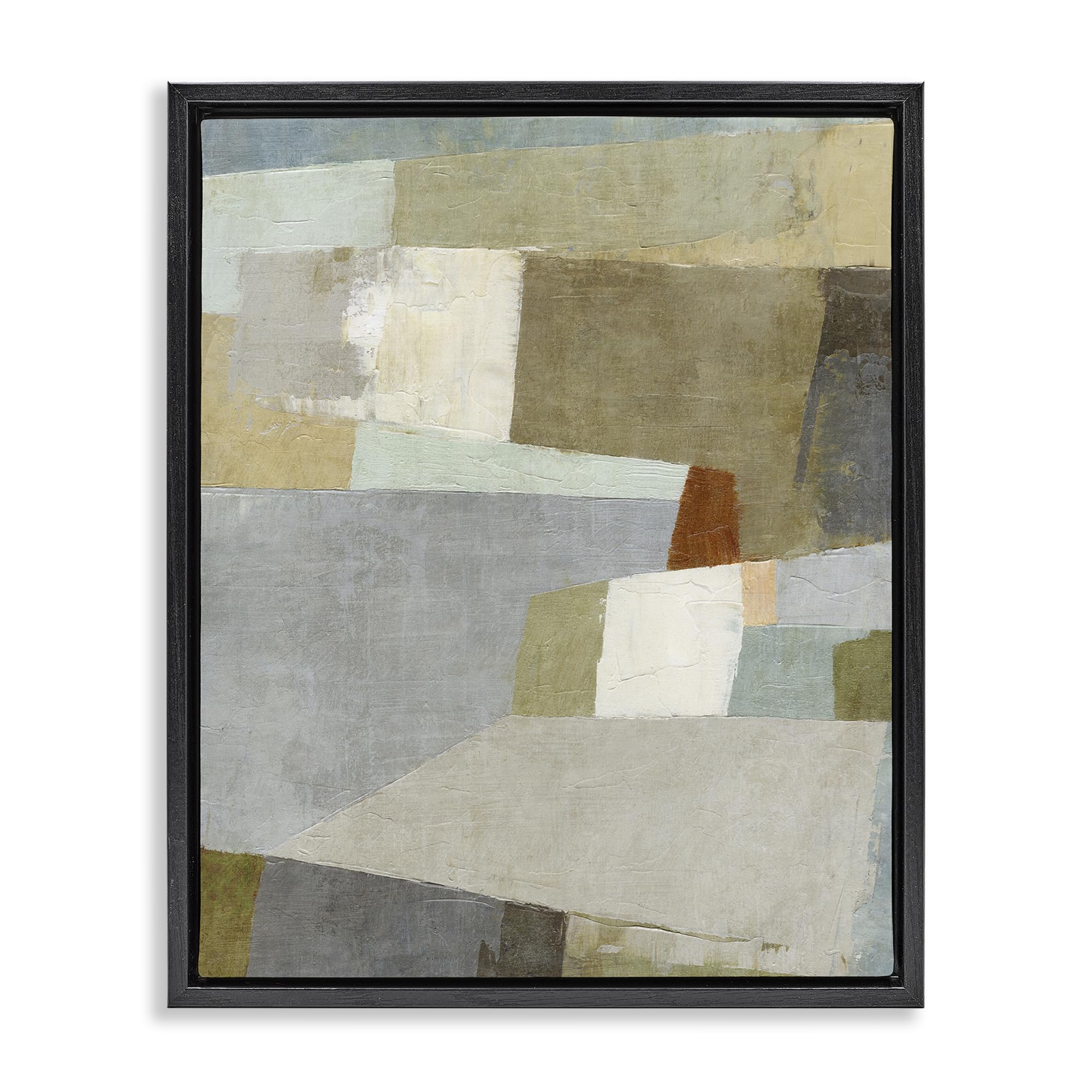 Stupell Industries Jet Black (Matte) 'Causeway Neutral Geometrics'| Floating Frame Canvas Art