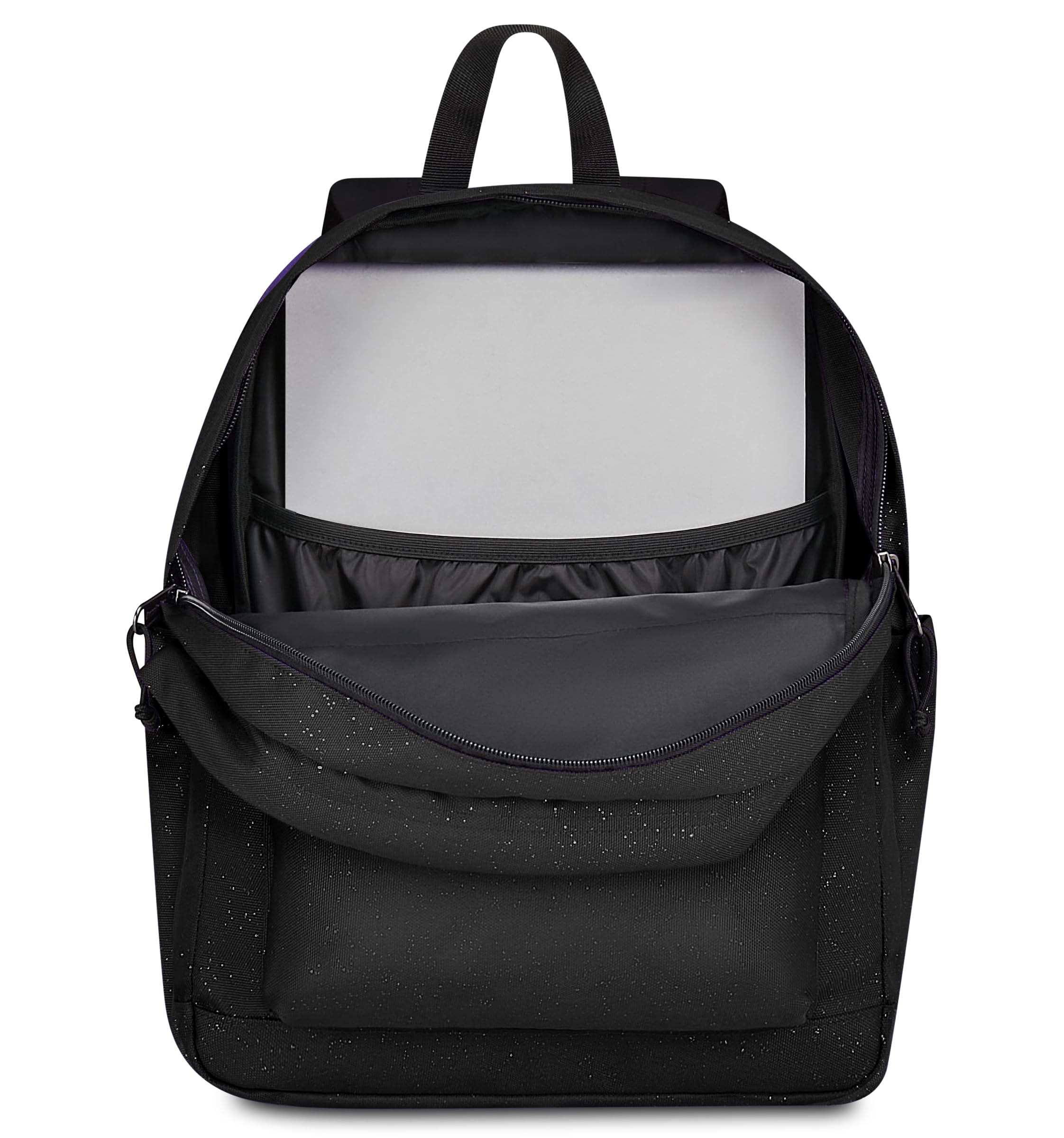 Invicta Zaino Scuola Lab Shine, Nero, 27 L, Effetto brillantini, Doppio Scomparto, Tasche laterali portaborraccia, Tasca interna con organizer, Scomparto porta pc, Scuola media e superiore, Ragazza