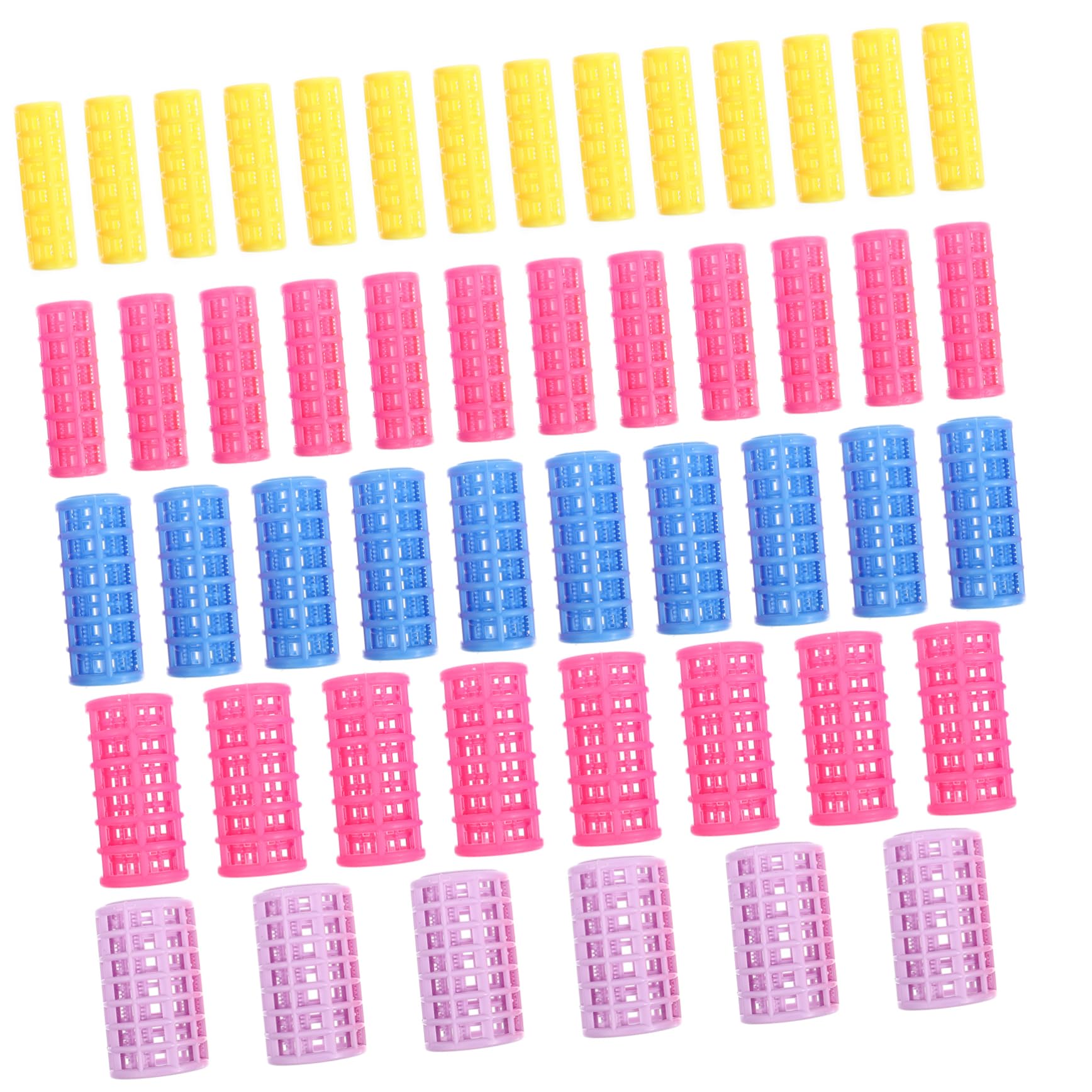WOONEKY 50 Rodillos de Plástico Autoagarre Cabello, Portátiles y Creativos, Ideales para Rizador de Pelo sin Calor en Peluquería y Uso Casero Color Aleatorio