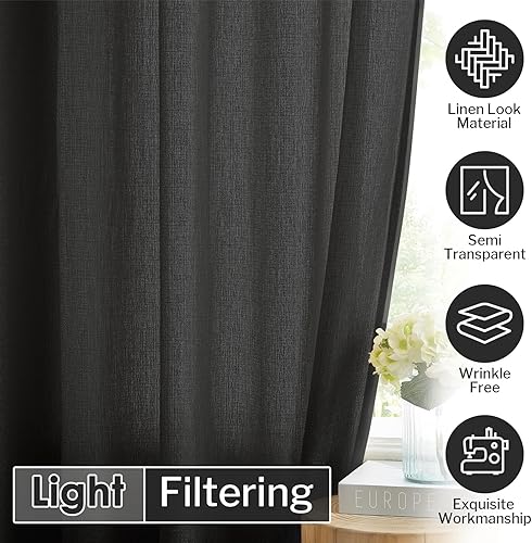 Miniatura 5 de Melodieux - Cortinas semitransparentes para sala de estar, dormitorio, cortinas de gasa