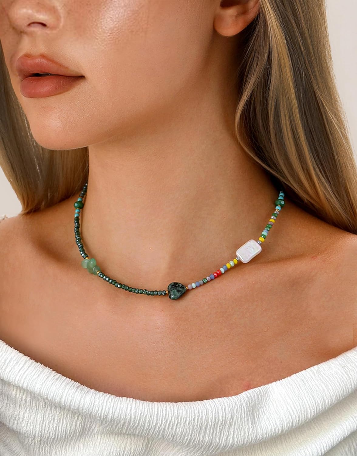 Beaded Necklaces for Women Crystal Beaded Necklace Natural Stone Summer Beach Boho Necklaces for Women Bead Choker Handmade Jewelry - Image 4