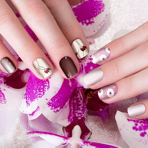 Miniatura 6 de Maitys 224 piezas de 16 hojas de envolturas completas de uñas, calcomanías de esmalte de uñas, calcomanías autoadhesivas con kit de manicura para