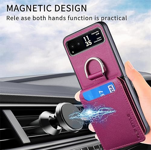 Miniatura 7 de Funda compatible con Motorola Razr 2023 con tarjetero, funda protectora de piel sintética de lujo para teléfono para mujer y hombre, soporte