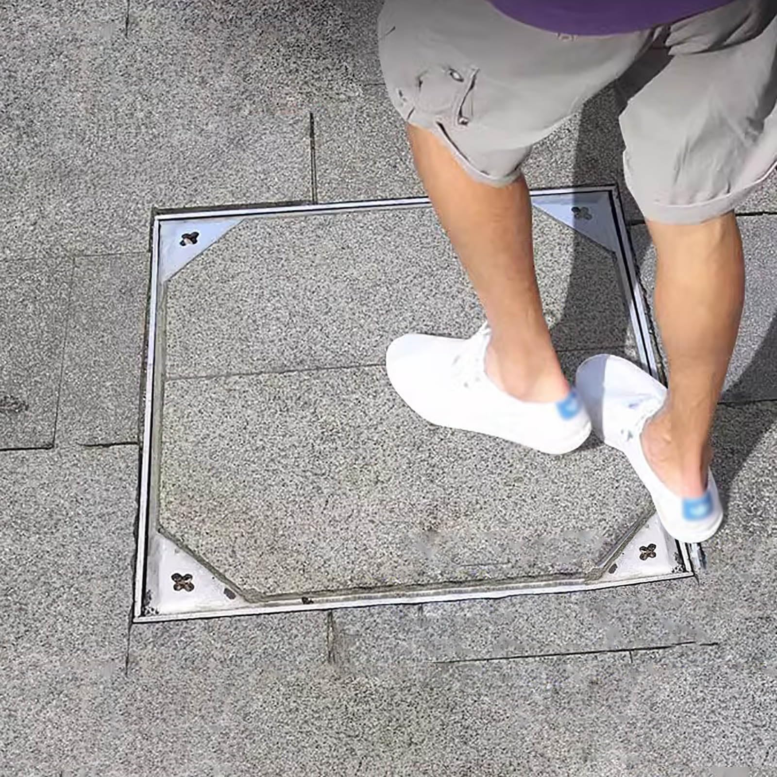 Cubierta y Marco de Boca Acero Inoxidable Tapa De Registro Empotrada - Muy Resistente Tapa De Fosa Séptica Con Base Para Exterior/patio/camino - Metal Cuadrado Tapa Para Drenaje Pluvial Tapa De Inspec