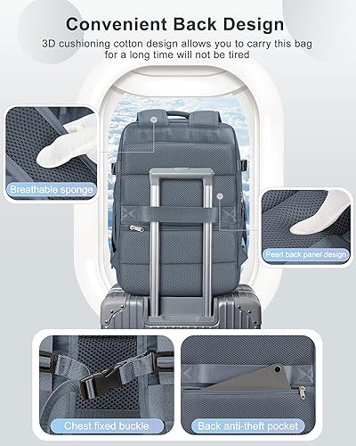 Miniatura 7 de VECAVE Mochila de viaje para laptop, mochila aprobada para vuelos,Mochila deportiva para universidad casual, V-Jewelblue, Mochila para laptop