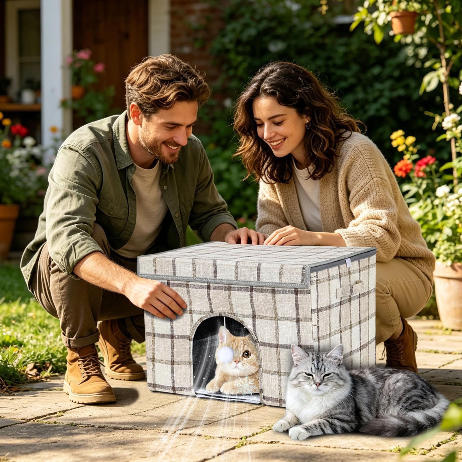 Kühlende Hundehütte Für Hunde Wasserdichte Kühlbox | Mit 12 Kühlpacks Klappbare Hundehaus Kühlung Für Außen- und Innenbereich, Garten, Balkon, kleine und mittelgroße Rassen und