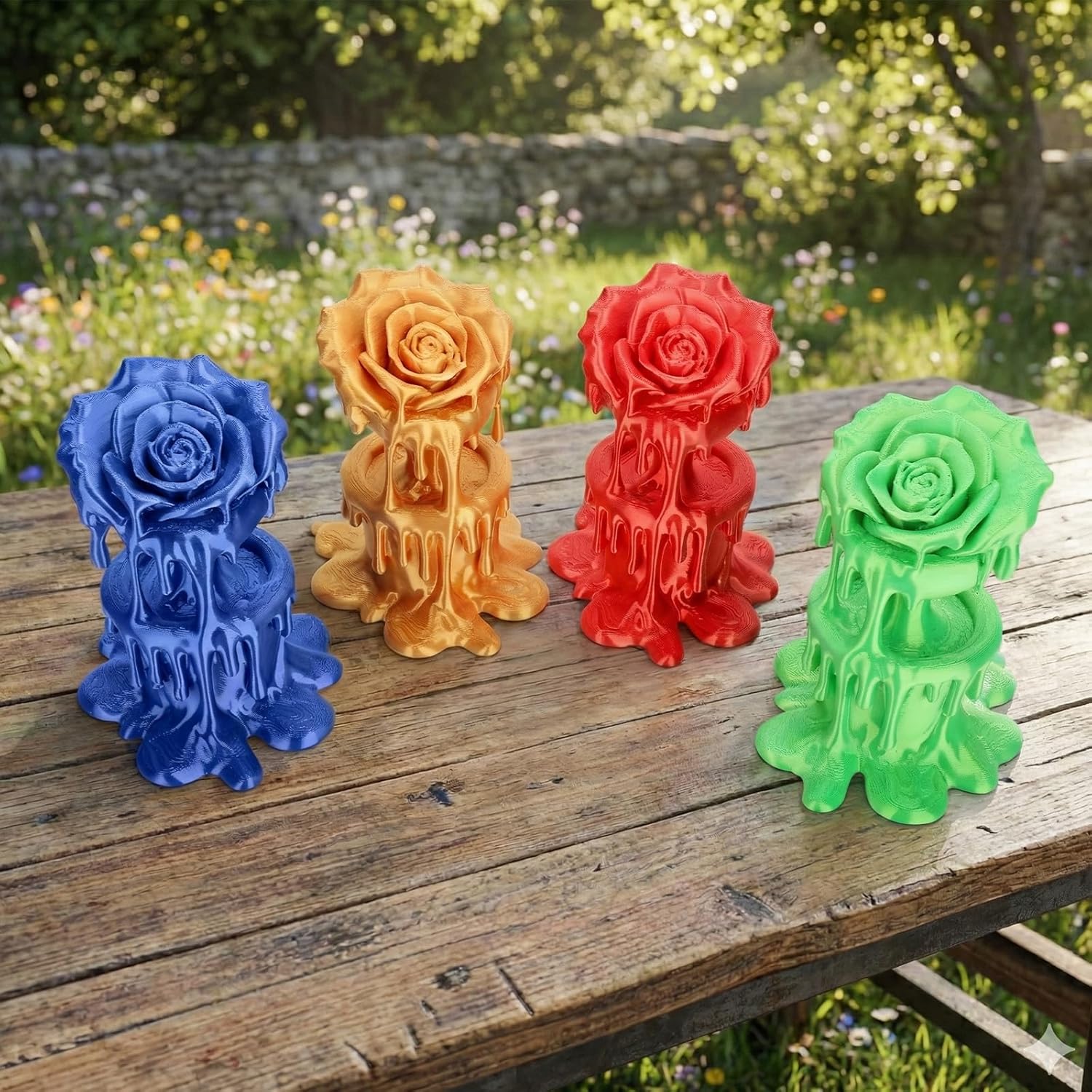 3DHoJor Silk PLA Filament 1.75mm, PLA Filament 1.75mm Silk Shiny 3D Printer Filament, 1kg*4 Cardboard Spool, Dimensional Accuracy +/- 0.03 mm, Fit Most FDM Printer(Gold+Red+Green+Blue)