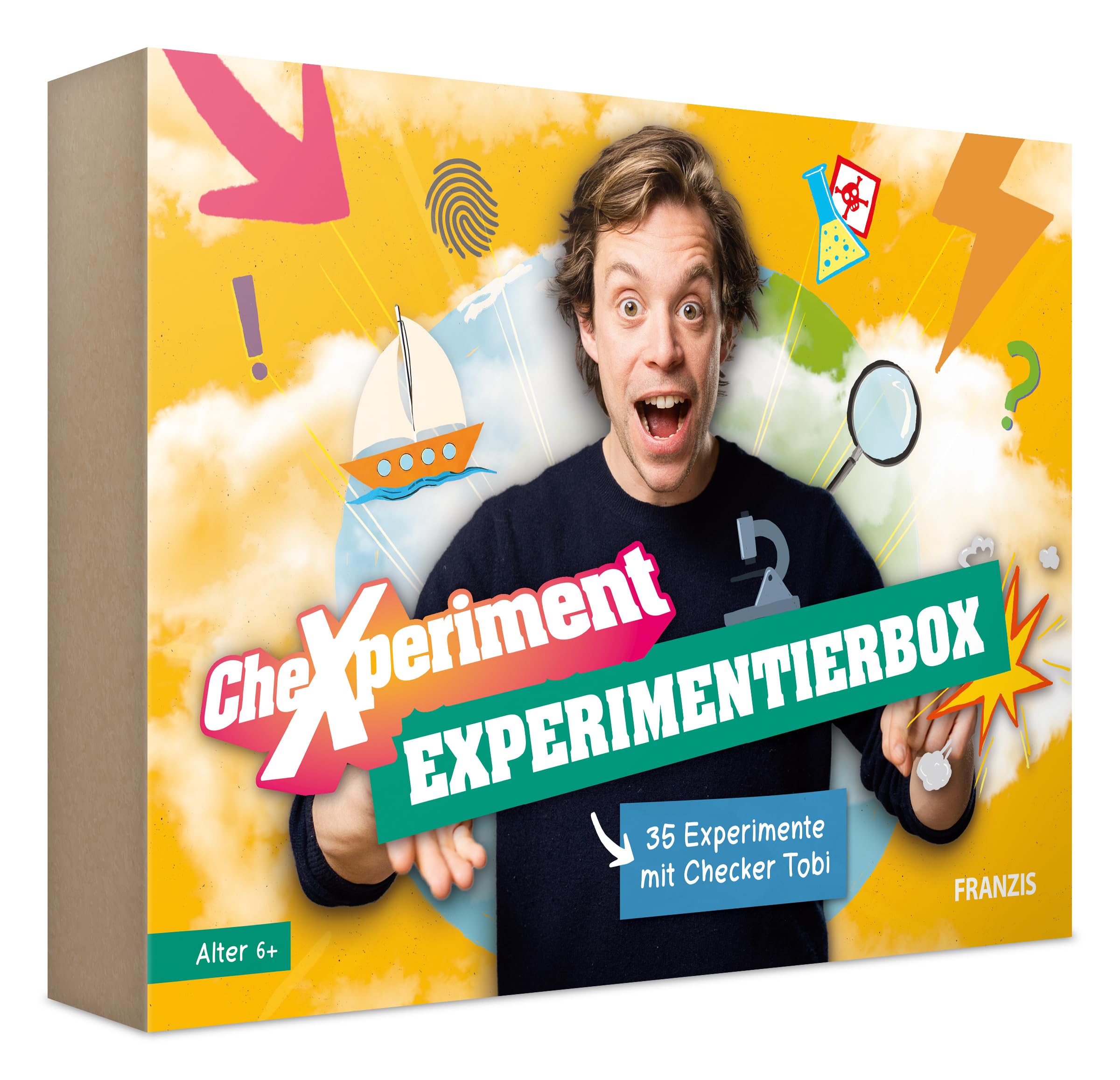 FRANZIS 67198 - CheXperiment Experimentierbox: 35 Experimente mit Checker Tobi. Ab 6 Jahren