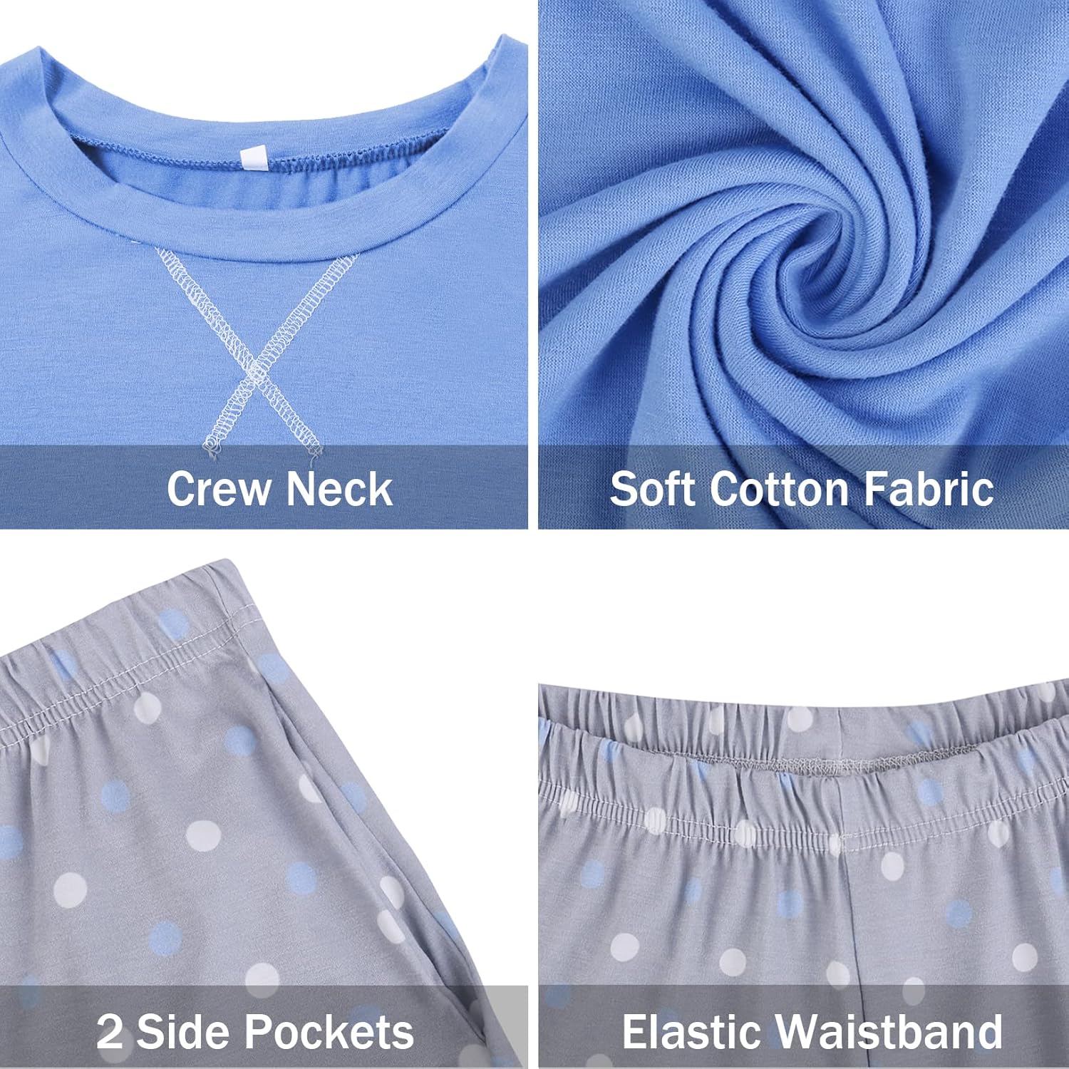 Soft Womens Pajama Sets Cotton Long Sleeve Pj Sets Comfy 2 Piece Sleepwear Cozy Loungewear Nightwear With Pockets - Image 4