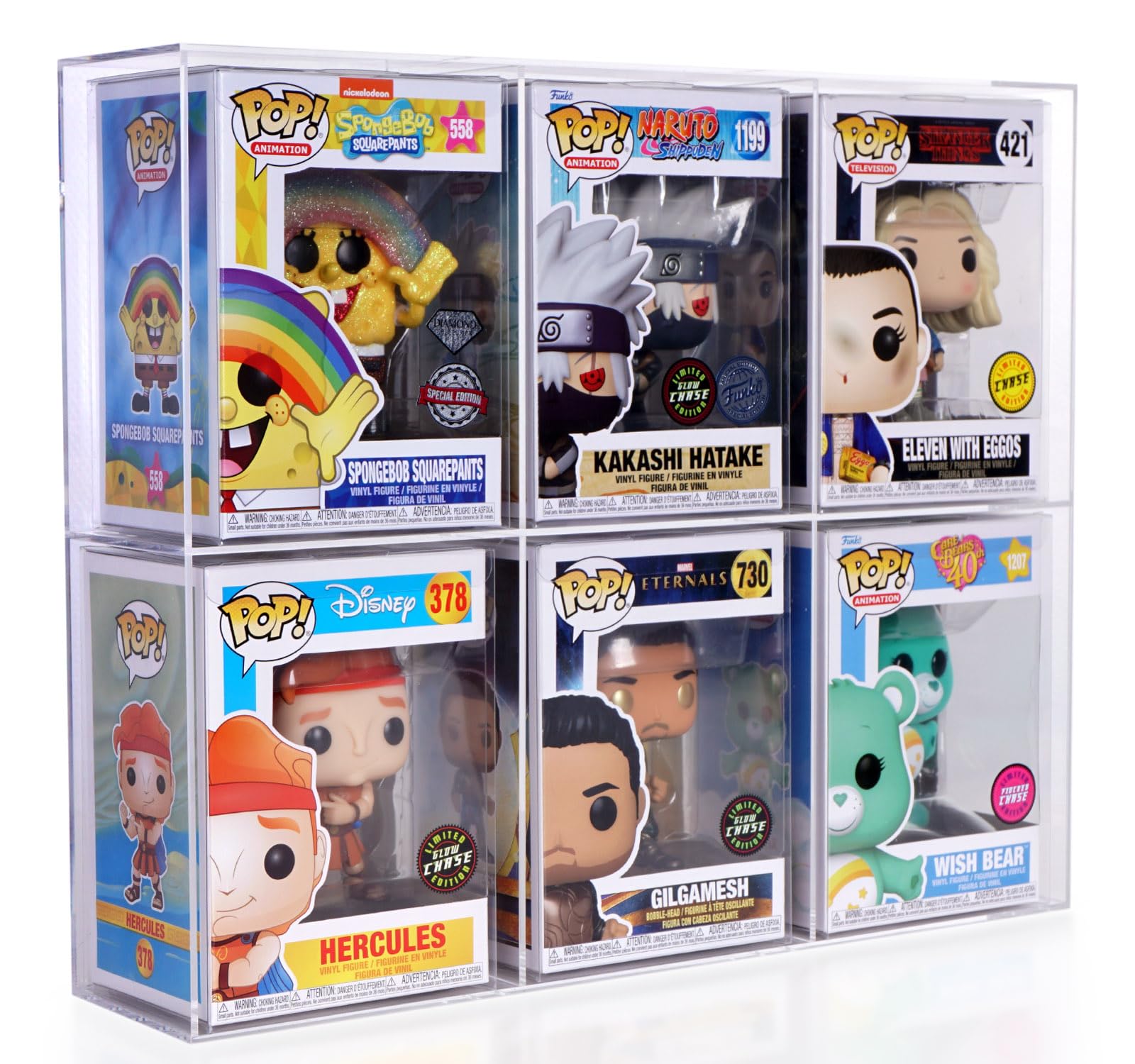 Pudełko ekspozycyjne ze szkła akrylowego kompatybilne z Funko POP! 10 cm figurki, półka ścienna na 6 figurek kolekcjonerskich