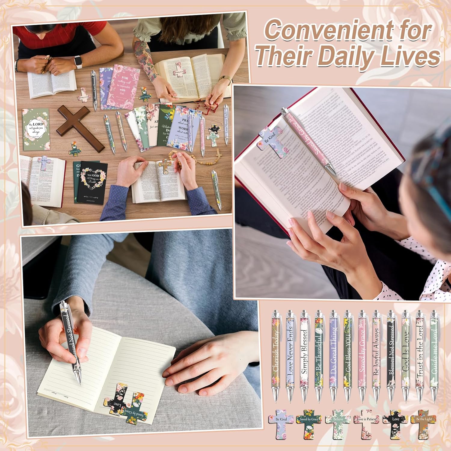 48 Pcs Christian Bulk Gifts for Women Include Bible Verse Notebook Scripture Pen Magnetic Cross Bookmark Organza Bag Inspirational Religious Journal for Church Sunday School Easter Mothers Day Prizes - Image 7