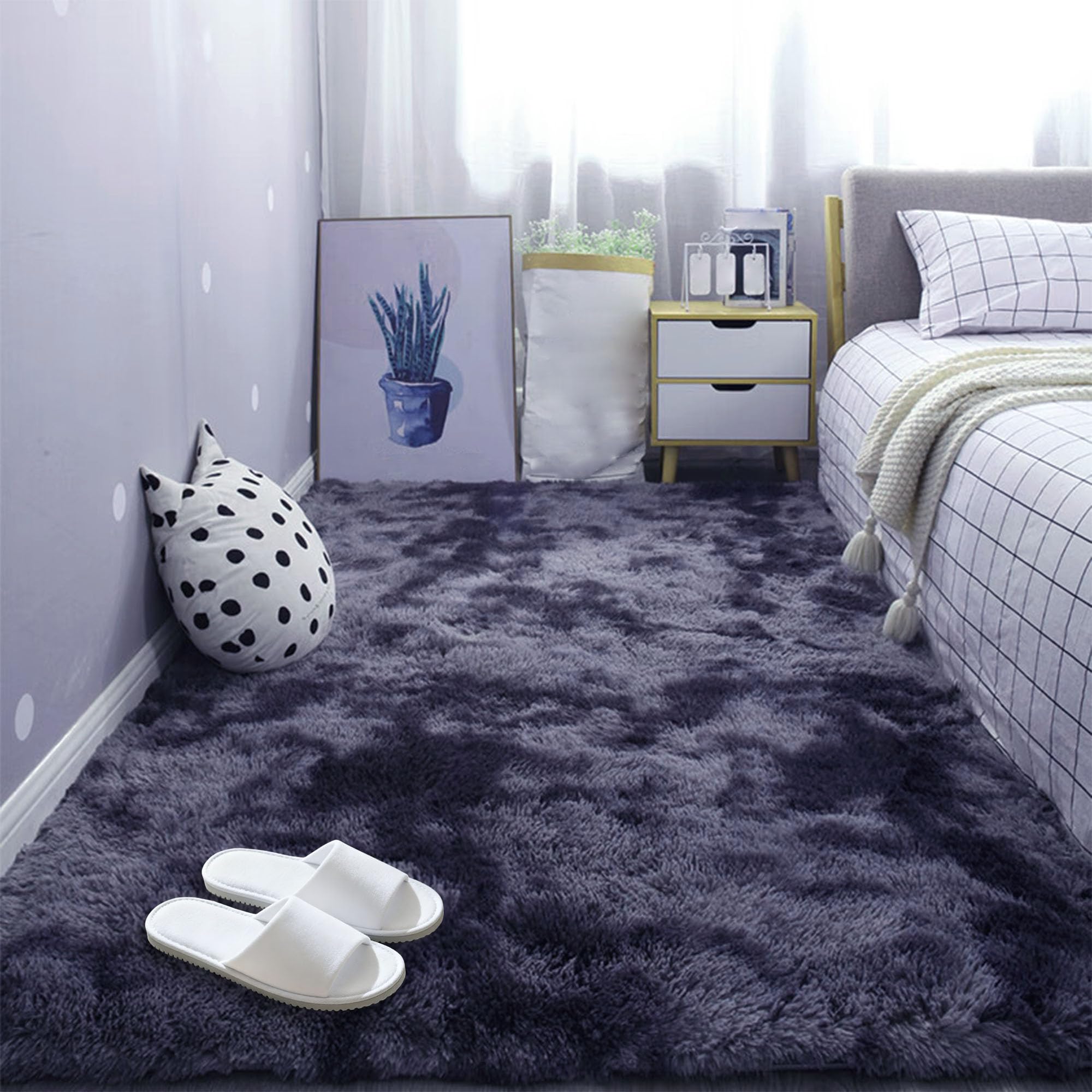 Tapis moderne élégant gris foncé antidérapant grand format