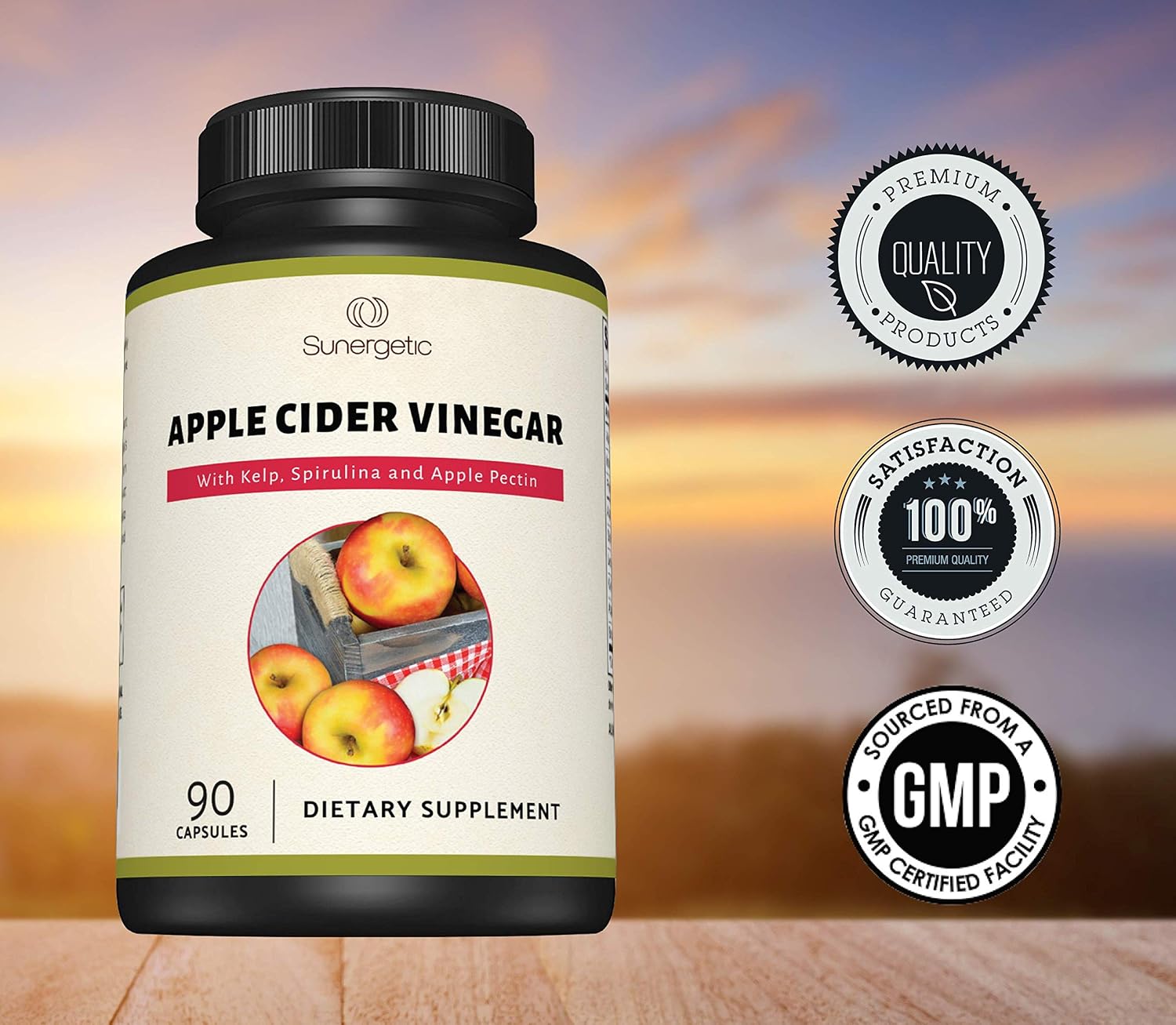 Premium Apple Cider Vinegar Capsules – Includes Apple Pectin, Spirulina & Kelp – ACV to Help Support Overall Wellness – Powerful Apple Cider Vinegar Pills – 90 Apple Cider Vinegar Capsules