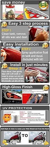 Miniatura 5 de Juego de calcomanías de vinilo para depósito de gasolina de motocicleta, para Harley Davidson Sportster 883, 1200 Honda Shadow, Suzuki, Kawasaki,