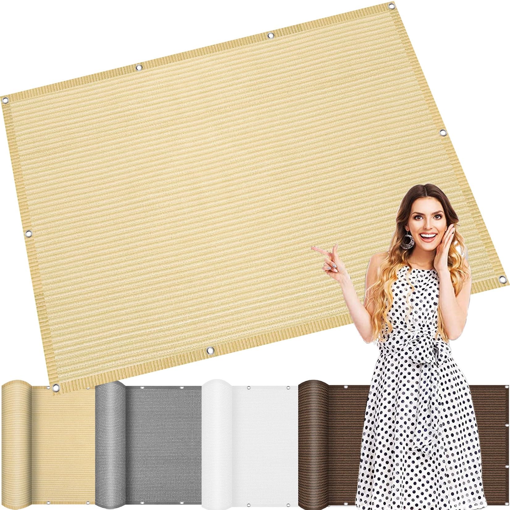 Voile d'ombrage crème pour balcon et camping, store de patio avec œillets de fixation