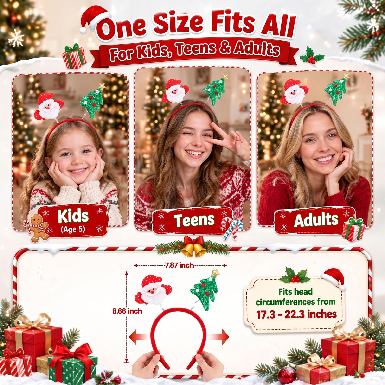 LovesTown 16PCS Christmas Headbands, Assorted Holiday Party Headbands
