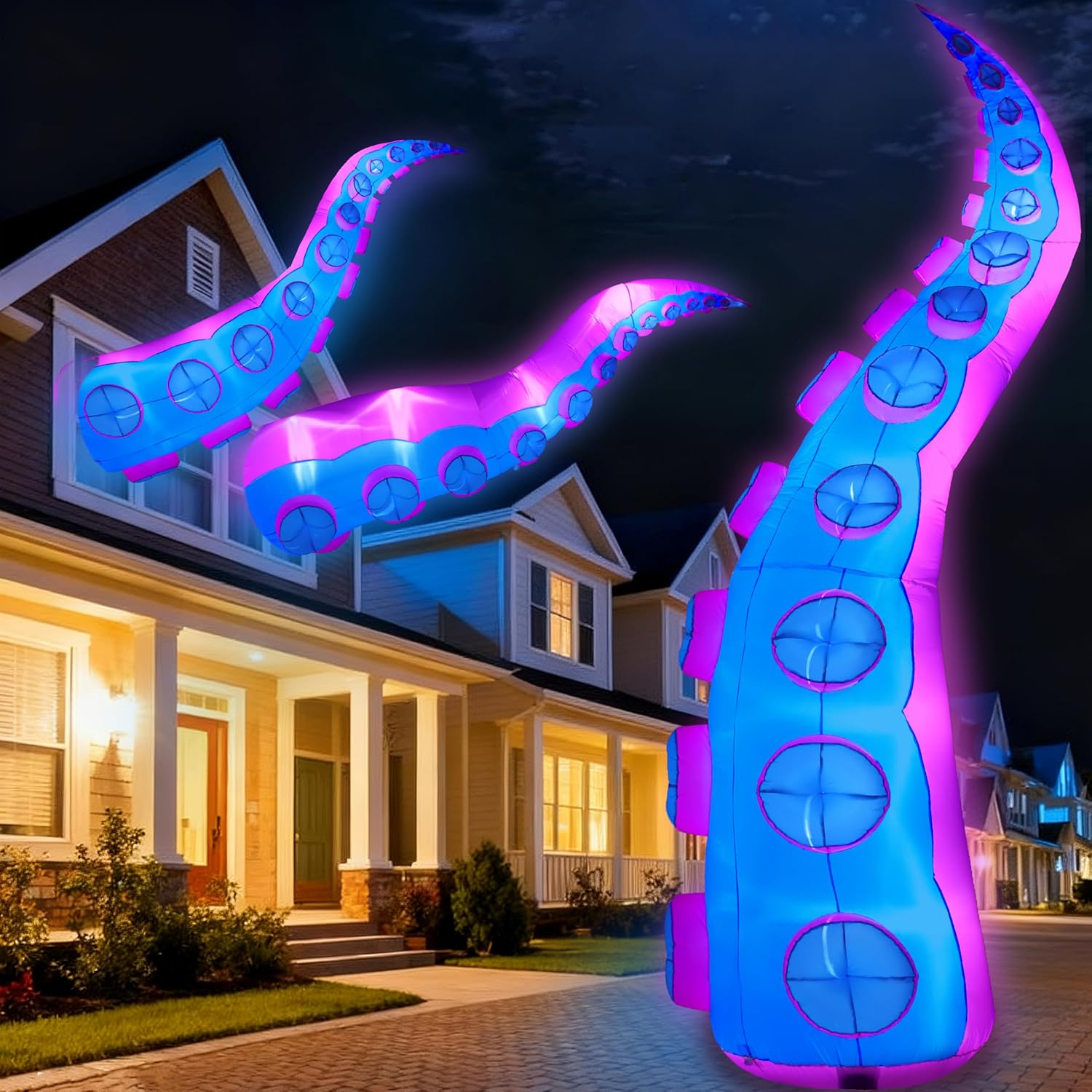 JOYIN 12ft Octopus Tentacles Halloween Inflatable Decoration Giant Halloween Inflatables Decor Blow Mold Outdoor Octopus Legs with Build-in LEDs for Outdoor Party Yard Patio Lawn Garden Decorations