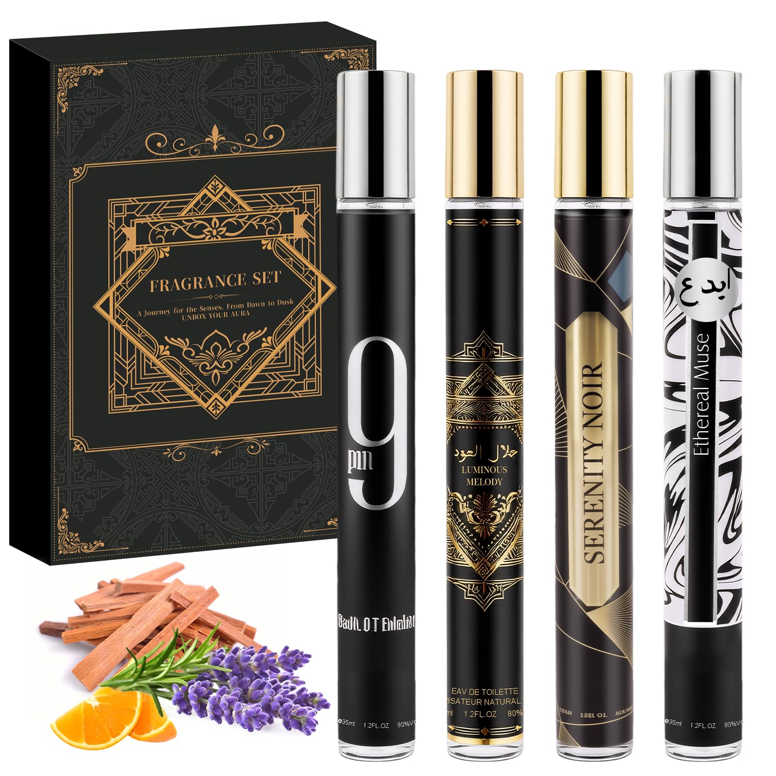 Perfumy męskie prezent dla mężczyzn, 4 sztuki, woda toaletowa dla mężczyzn z paczulą, cynamonem, wanilią, zmysłowa i pewna siebie, zapach na każdy dzień, prezent na urodziny, Walentynki, Boże