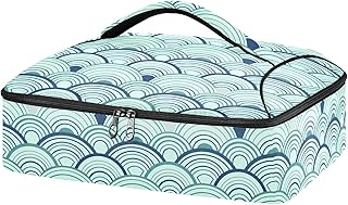 CEBUGI Seigaiha Wave Scallops Insulated Casserole Carrier for Hot or Cold Food,Insulated Food Carrier for Potluck Parties/Picnic/Cookouts,Fits 9"x13"