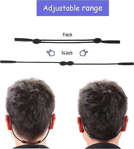 Miniatura 5 de lvvfit Correa ajustable para lentes  Correa de gafas de sol sin cola  Soporte de cuerda para gafas  para hombres, mujeres y niños, correas de gafas