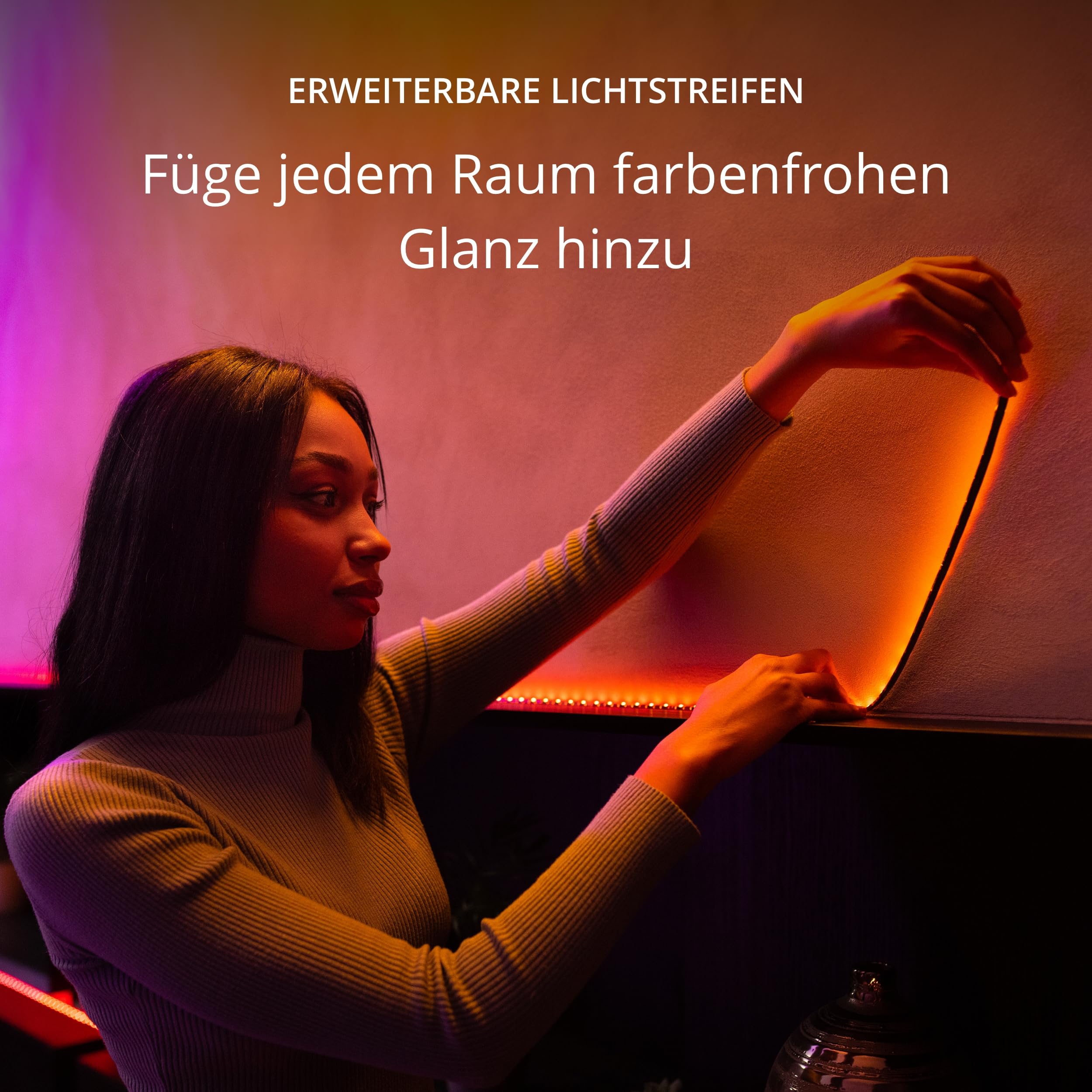 Twinkly Line Starter Kit 1,5m, Magnetischer Multicolor-LED-Streifen, Kit mit Smart Controller, Kompatibel mit Alexa und Google Home, Über 16 Mio. Farben, App-Steuerung, Schwarzes Kabel