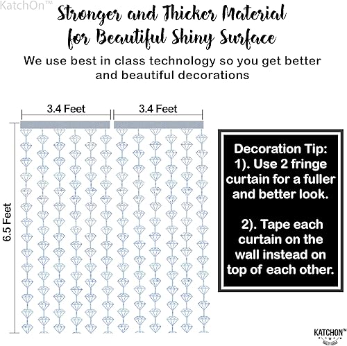 Vista 3 de KatchOn, Holographic Silver Foil Diamond Curtains - Pack of 2 Diamond Backdrop Curtain Silver Diamond Garland, Denim and Diamonds Party