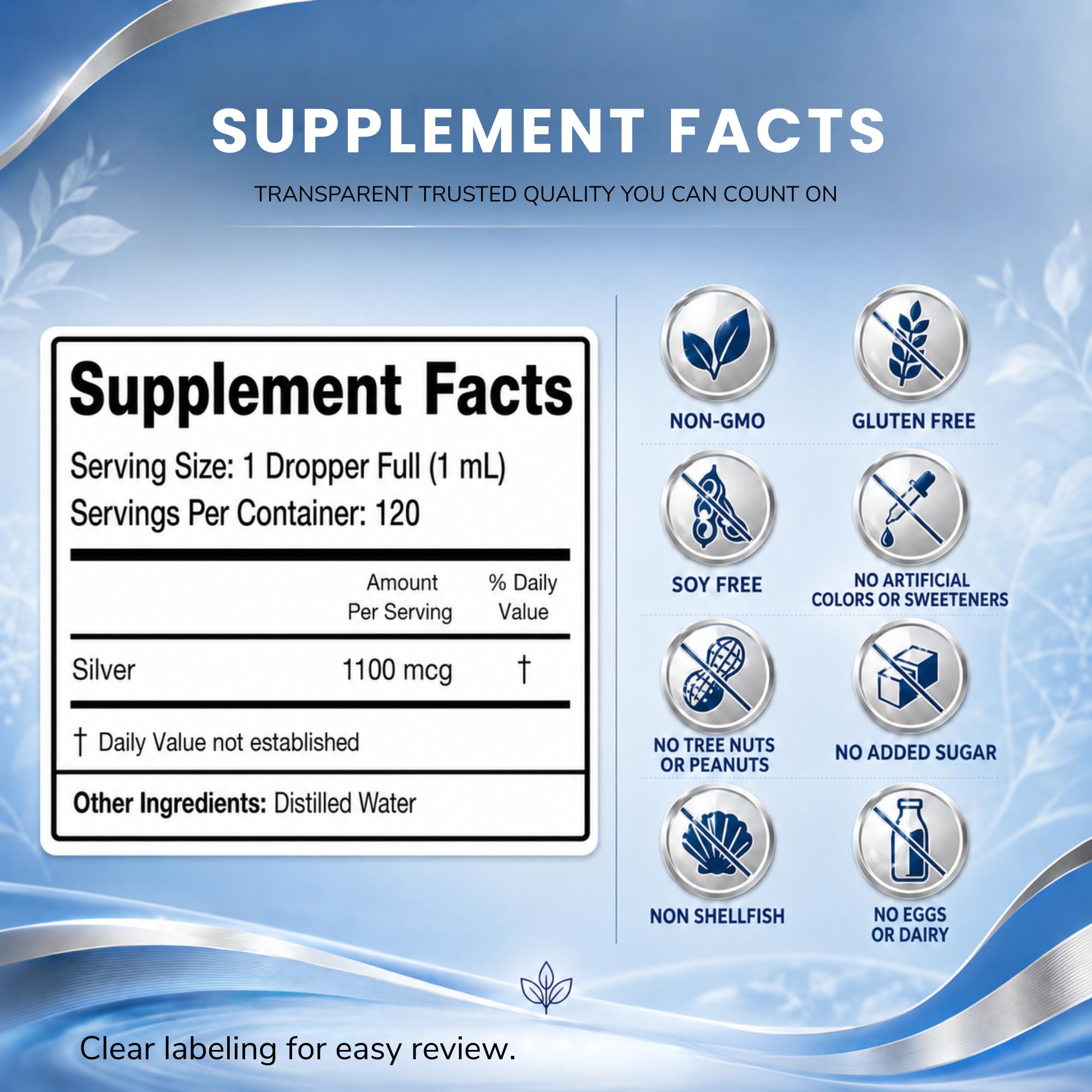 Colloidal Silver Liquid 1100 ppm, High Potency Mineral Supplement, 4oz — Amazon image 3