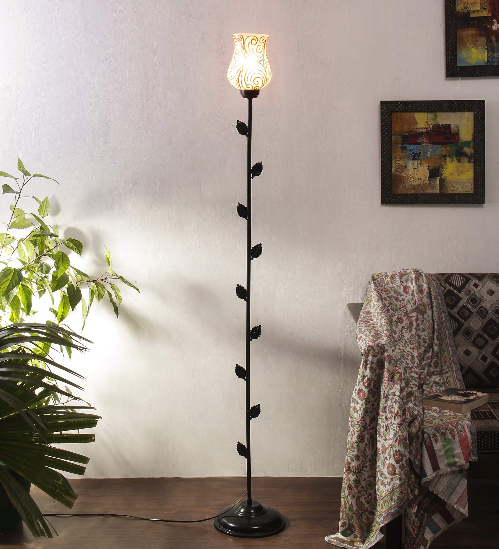 A455, Golden Designer Plain Patti/Fashionable Wrought Iron Floor Lamp for Home Decor (Golden, Medium)
