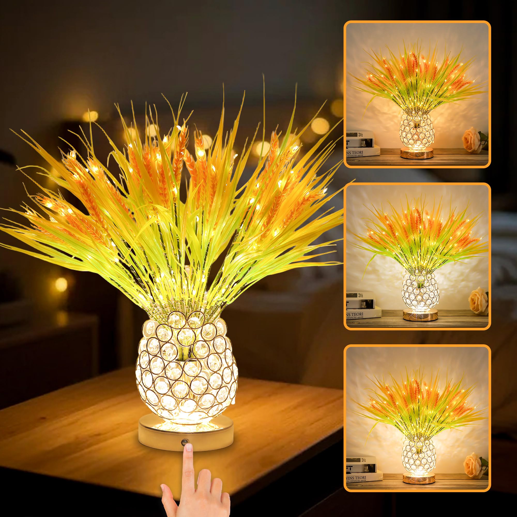 WSYEAR Birthday Gifts for Women Mom,18 Inch Wheat Stalks Decor Table Lamp,Rechargeable Touch Flower Lamps,3-Colour Dimming Night Light,Home Kitchen Wedding Party Boho Decor Thank You Gifts — image 1