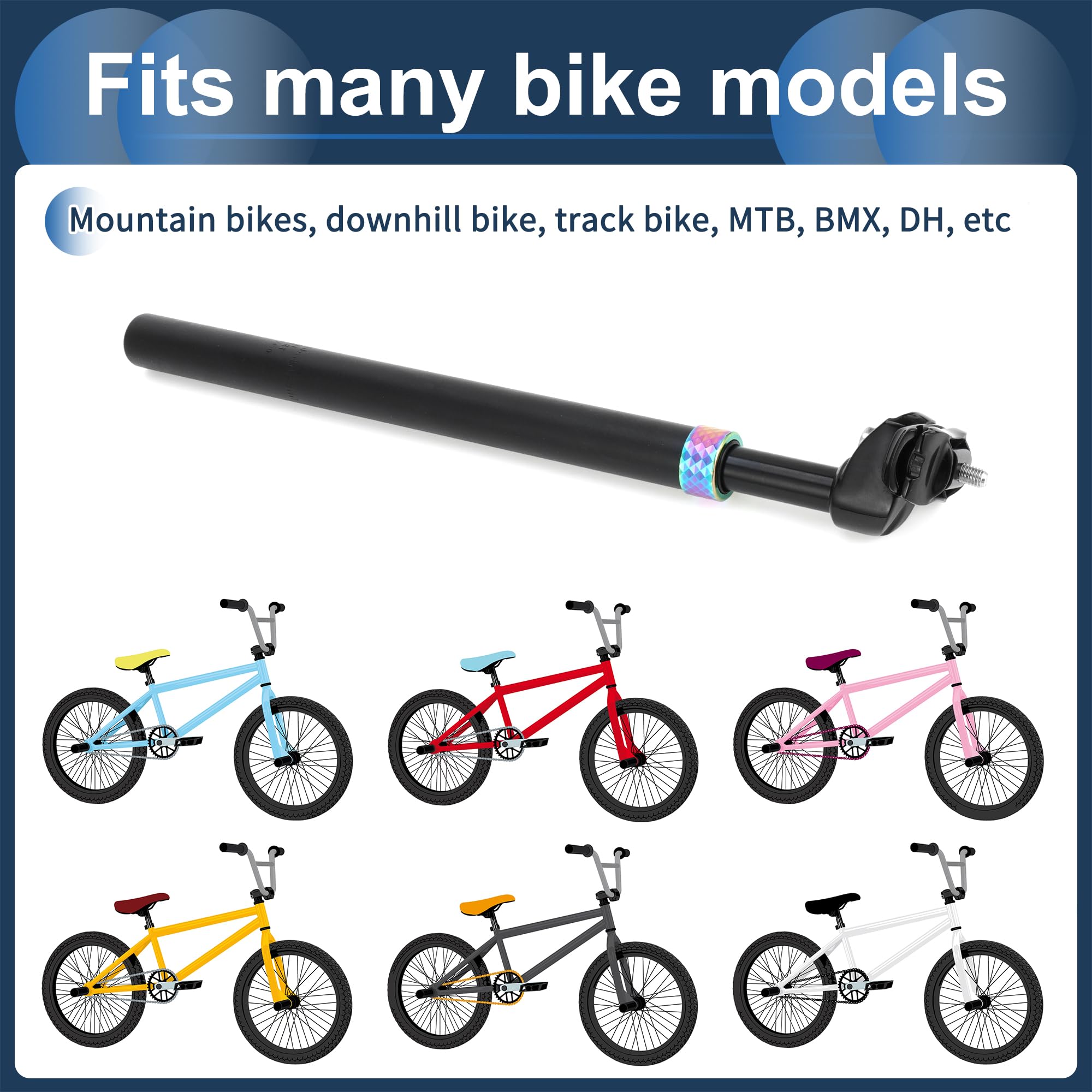 Reggisella Per Bici Ammortizzante 27.2x400mm 1 Pc | Nero, Lega Di Alluminio, Bici Da Strada, Mountain Bike, MTB, BMX, Facile Installazione, Design Elegante