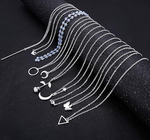 Miniatura 7 de Honsny 20 piezas de collares de gargantilla chapados en oro de 14 quilates para mujer, conjunto de collares de cadena simple con colgante de moneda