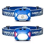 Lepro 320015 Battery Powered Headlamp - 1300Lux Super Bright LED Head Lamp with Red Light, IPX4 Waterproof Headlights for Outdoor Camping, Hiking, Hunting, Power Outages, Emergency, Hurricane - Blue