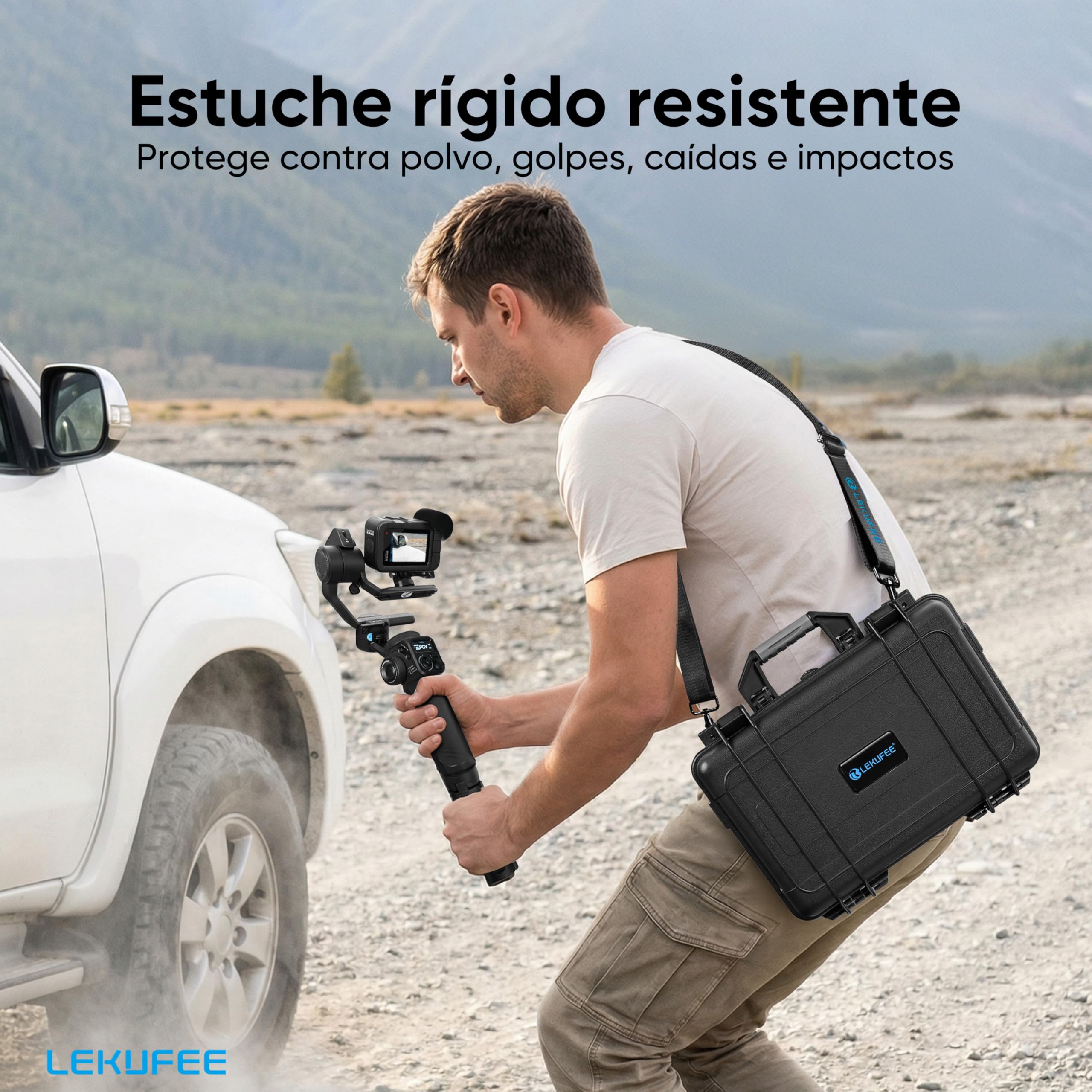 LEKUFEE Maleta Rígido de Transporte Impermeable para GoPro Fluid Pro AI - Estabilizador, cámaras GoPro Hero 13/12/11/10/9, Media Mod y Otros Accesorios (Solo Estuche)