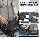 Vacuum Backpack Travel 60L Expandable, Vacuum Seal Compression Travel Backpack with Pump, Carry On Backpack
