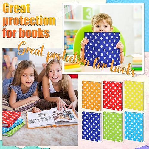 Miniatura 5 de Yexiya 6 fundas elásticas para libros de tela jumbo, protector de libros de patrón colorido, lavable, reutilizable, funda protectora para libros de