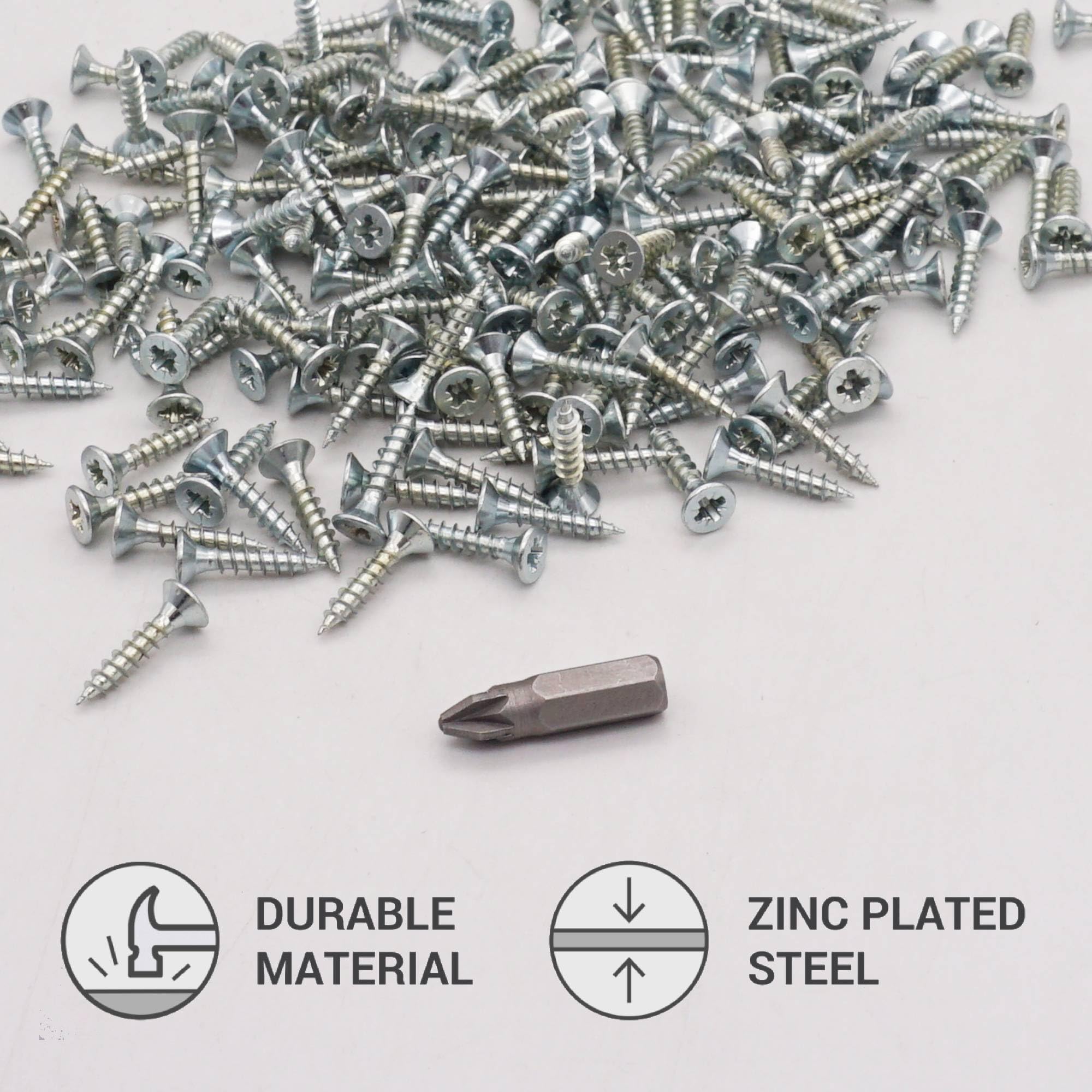 SKIR'CO (150 pcs) Zinc Plated Steel 3.5 x 18 mm Wood Screws, Pozidriv Countersunk Head, Chipboard Screws, PZ Fully Threaded - Image 3