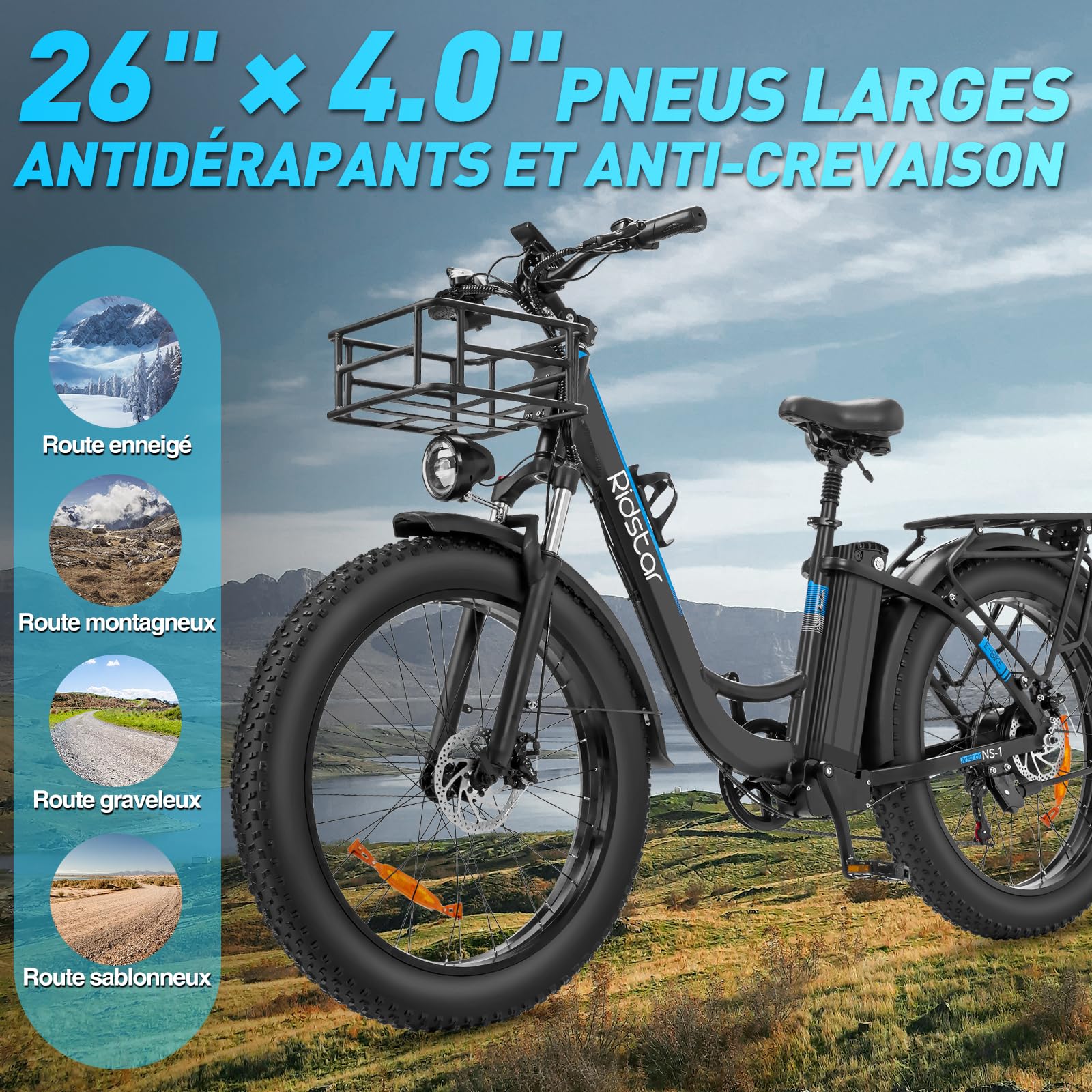 YVY MN26 Vélo Électrique, Autonomie 150km, Batterie Amovible 48V 20Ah, Moteur 85Nm, Fat Bike Électrique, 26" VTT Électrique 7 Vitesses, E-Bike Double Suspension, Double Disque, Écran LCD