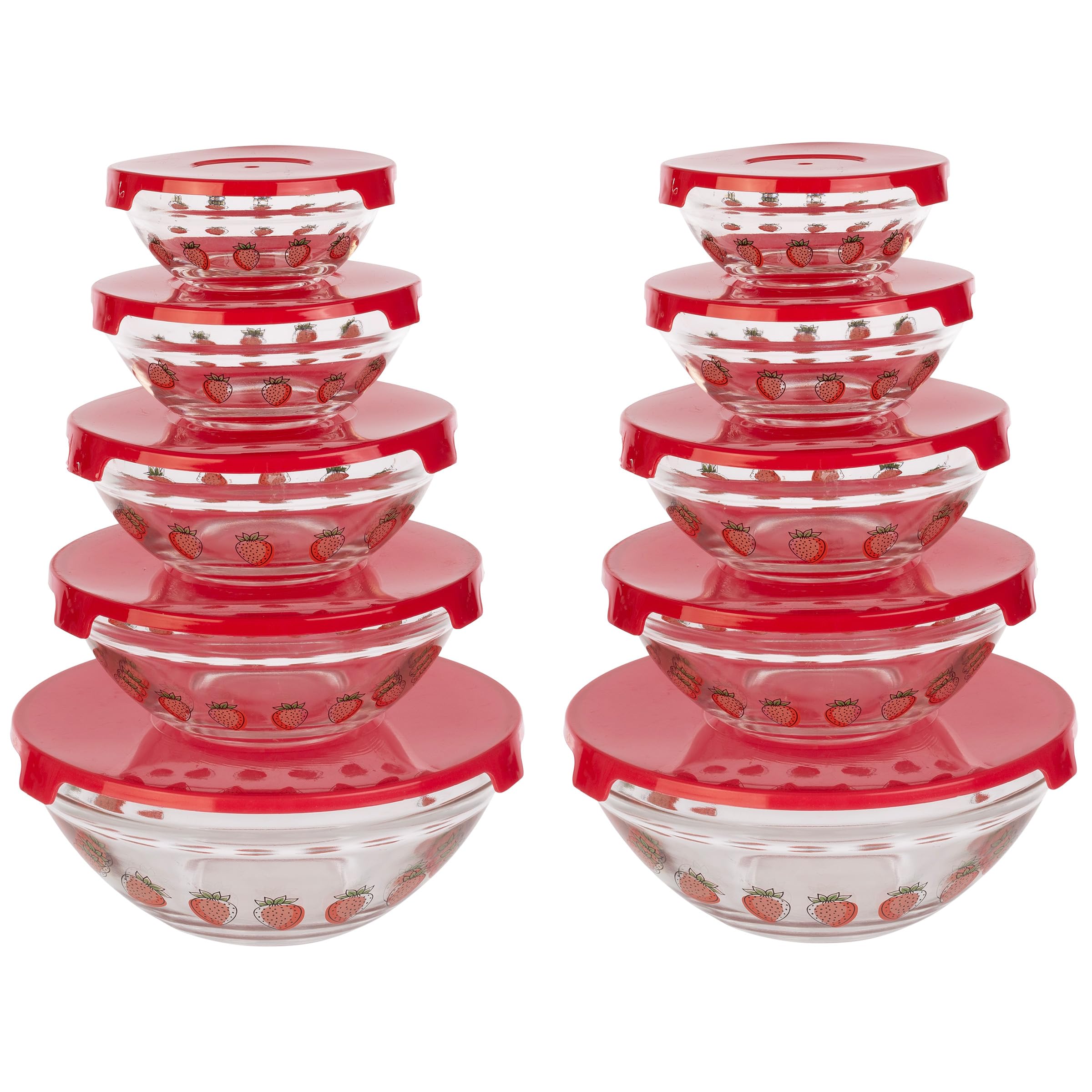 Classic Cuisine Glass Bowls with Lids Set - Mixing Bowls Set with Multiple Sizes for Storage, Meal Prep, Mixing, and Serving