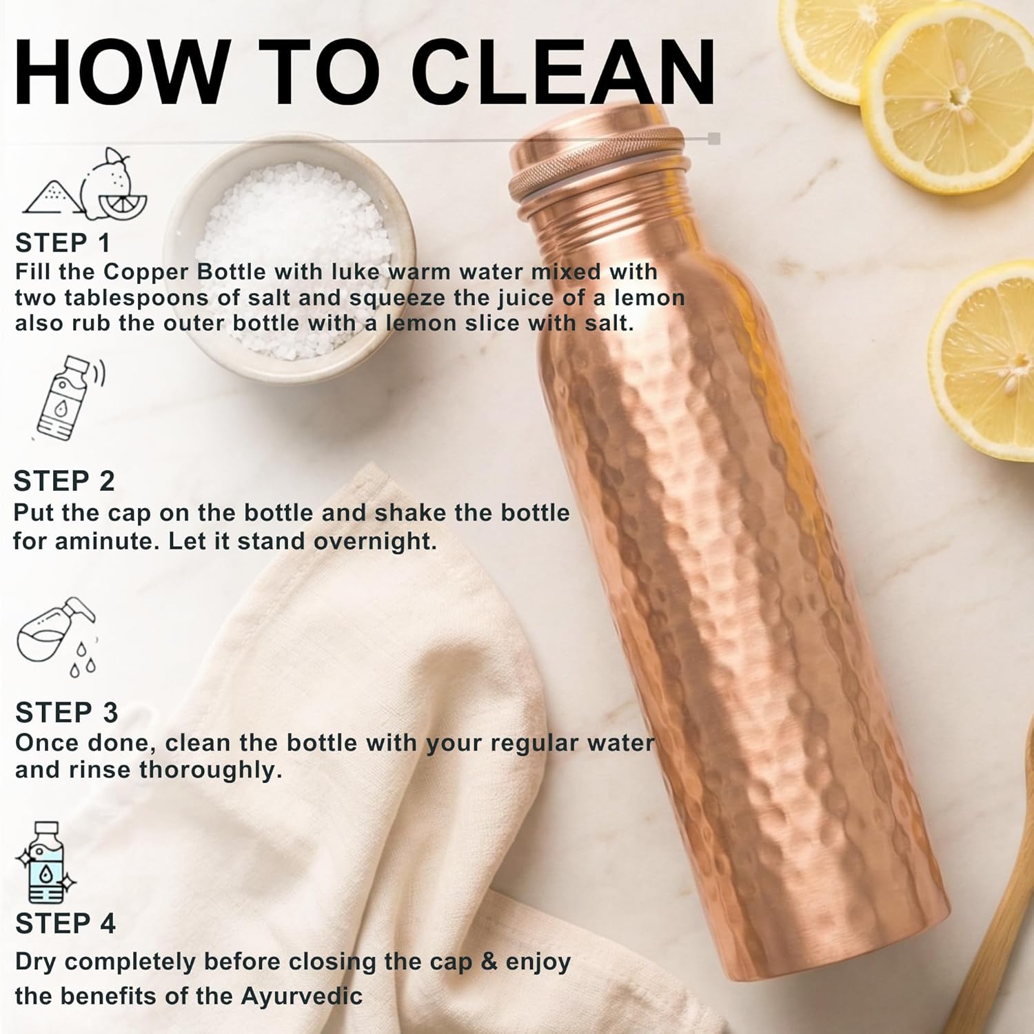 Copper Water Bottle 34oz - 100% Pure Ayurvedic Handcrafted Design - Eco-friendly Premium Quality - Bpa-free Heavy Duty Leak-proof & Lab-tested - Health Benefits for Daily Use, Sports, Travel & Gifting - Image 9