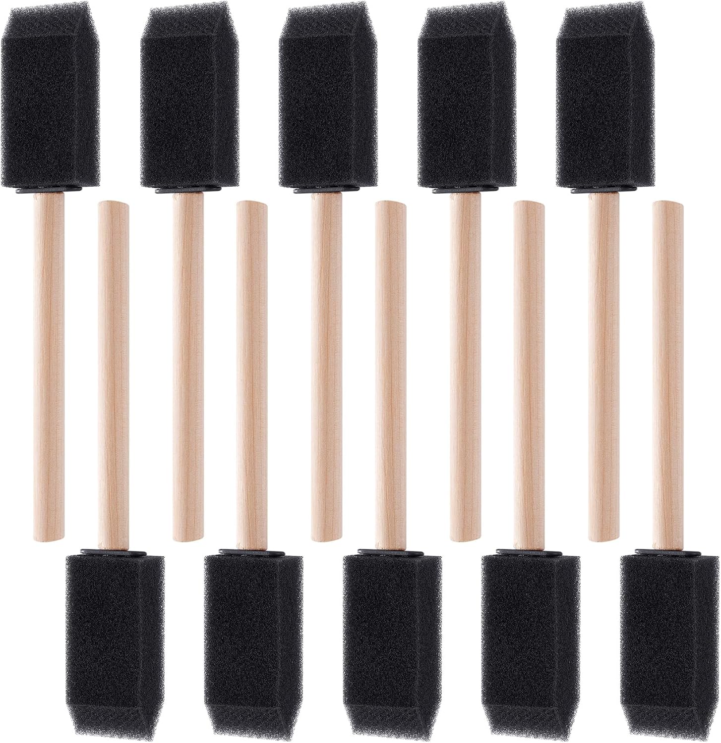 4 Pcs Foam Paint Brushes, 4 Sizes Wood Handle Sponge Paint Brush 1" 2" 3" 4" for Details, Staining, Varnishes, Large Area and DIY Craft Projects