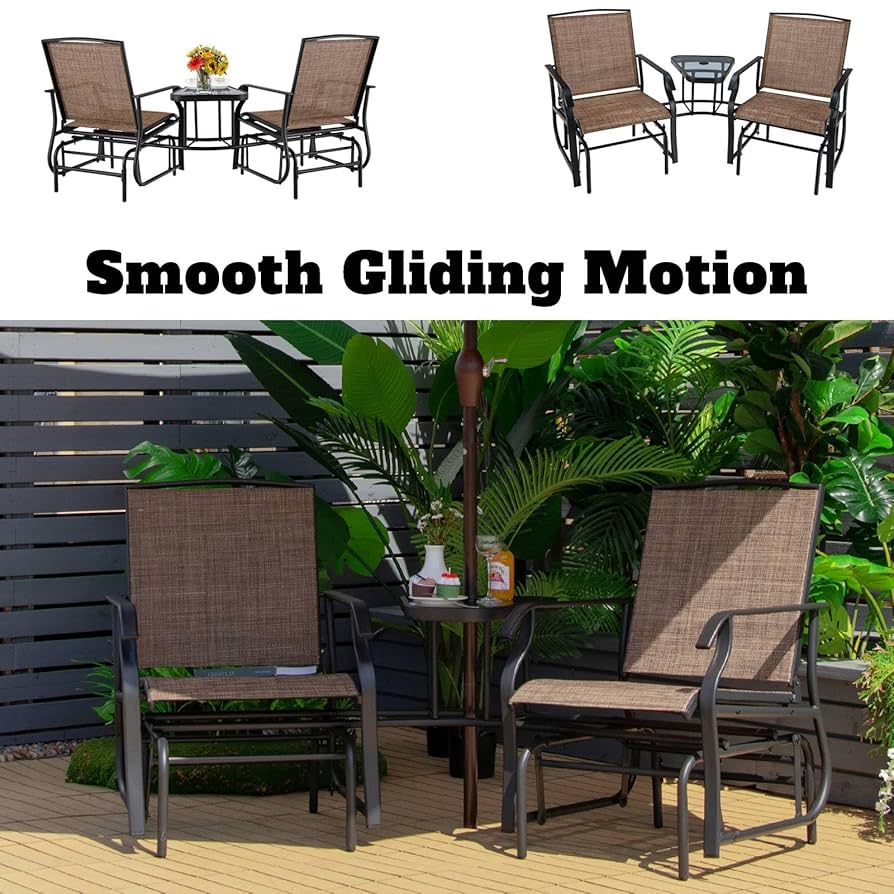 Giantex Patio Glider, Outdoor Rocking Chair With Thick Cushion, Sprayed