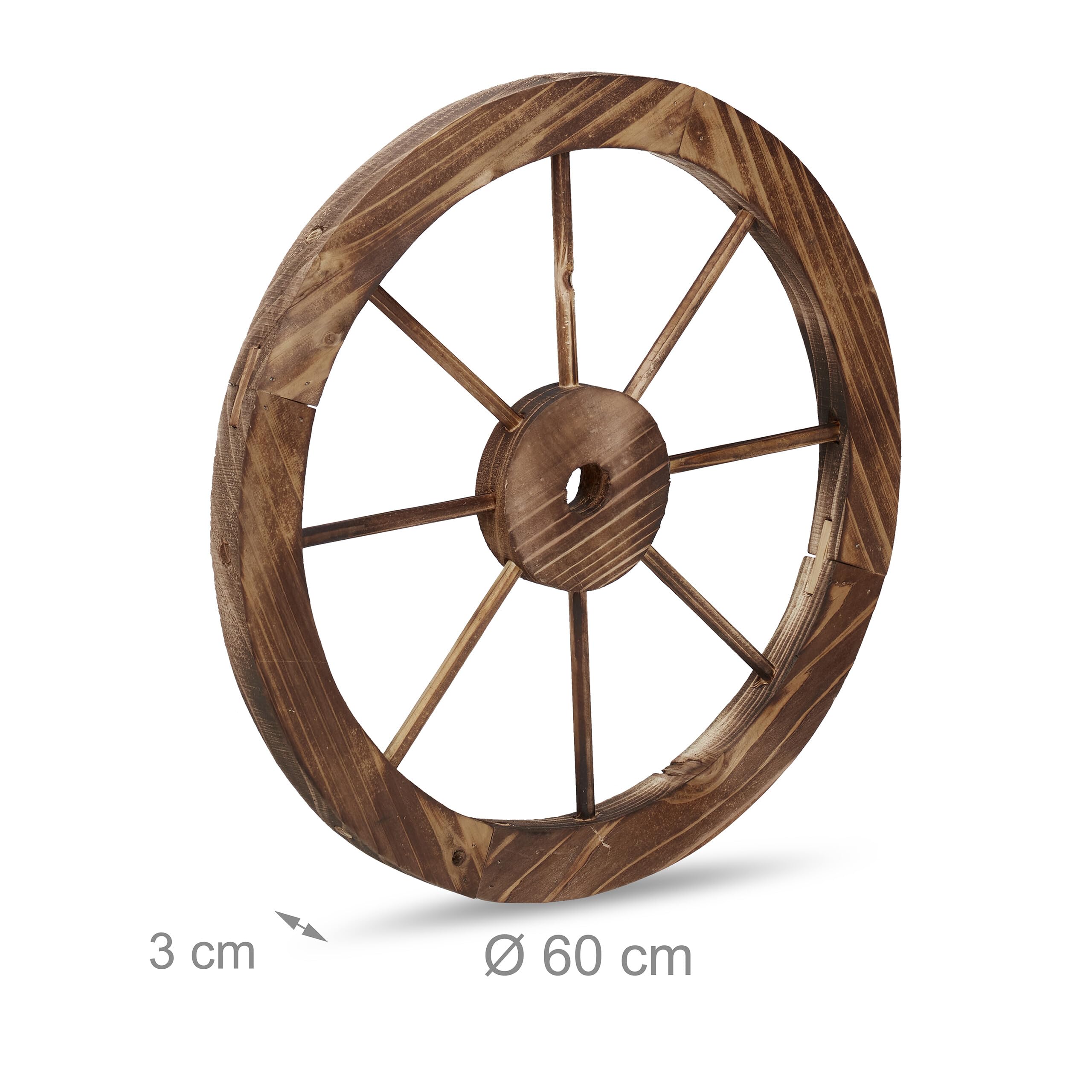 Relaxdays Roue décorative, lot Pratique de 2, Bois de Sapin, Design Rustique, pour Le Jardin ou la terrasse, Marron