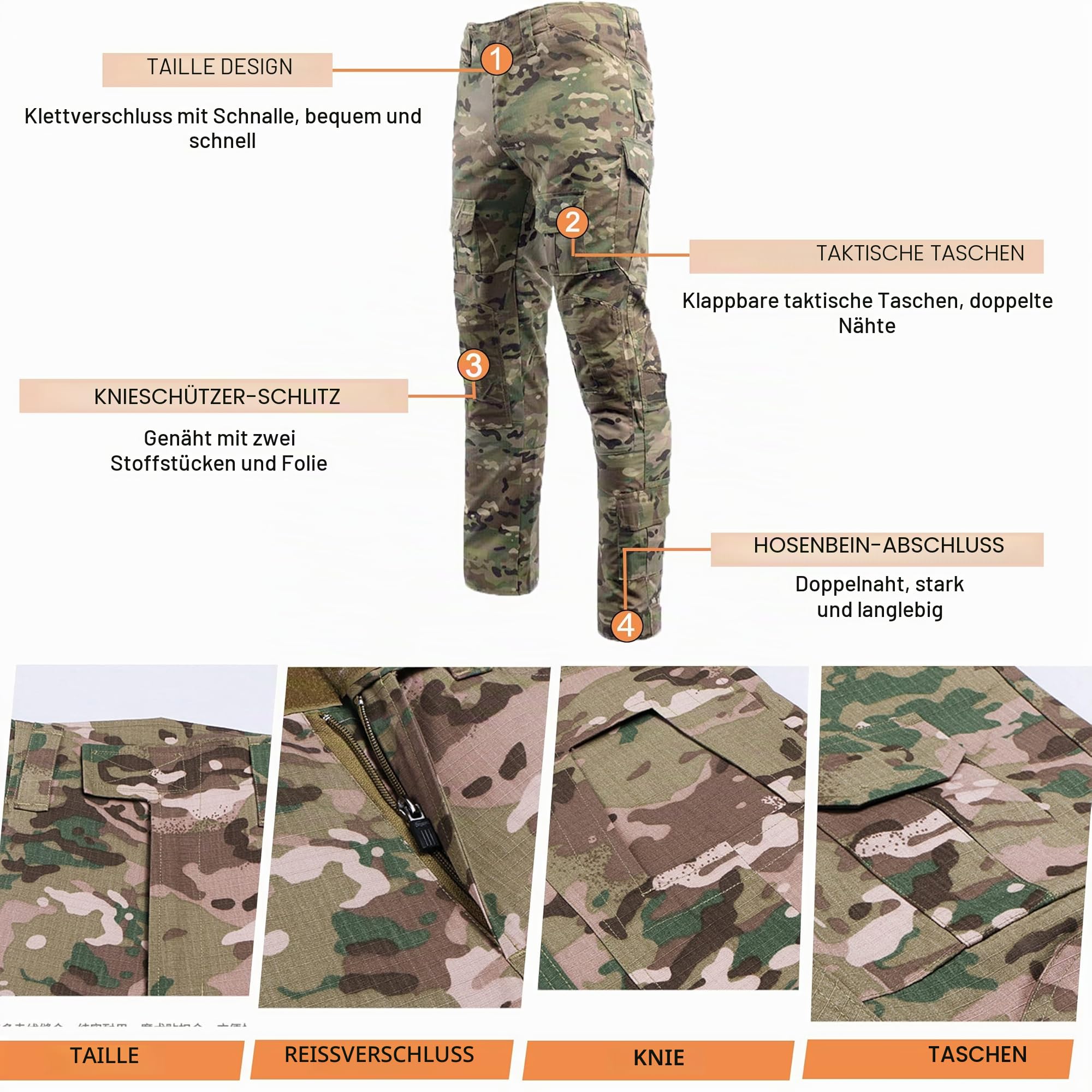 YUSHOW Airsoft Tarnanzug Herren Paintball Combat Shirt Taktische Hose | Langärmlige mit 1/4 Reißverschluss Militär Anzug Outdoor Camouflage Jagdbekleidung BDU