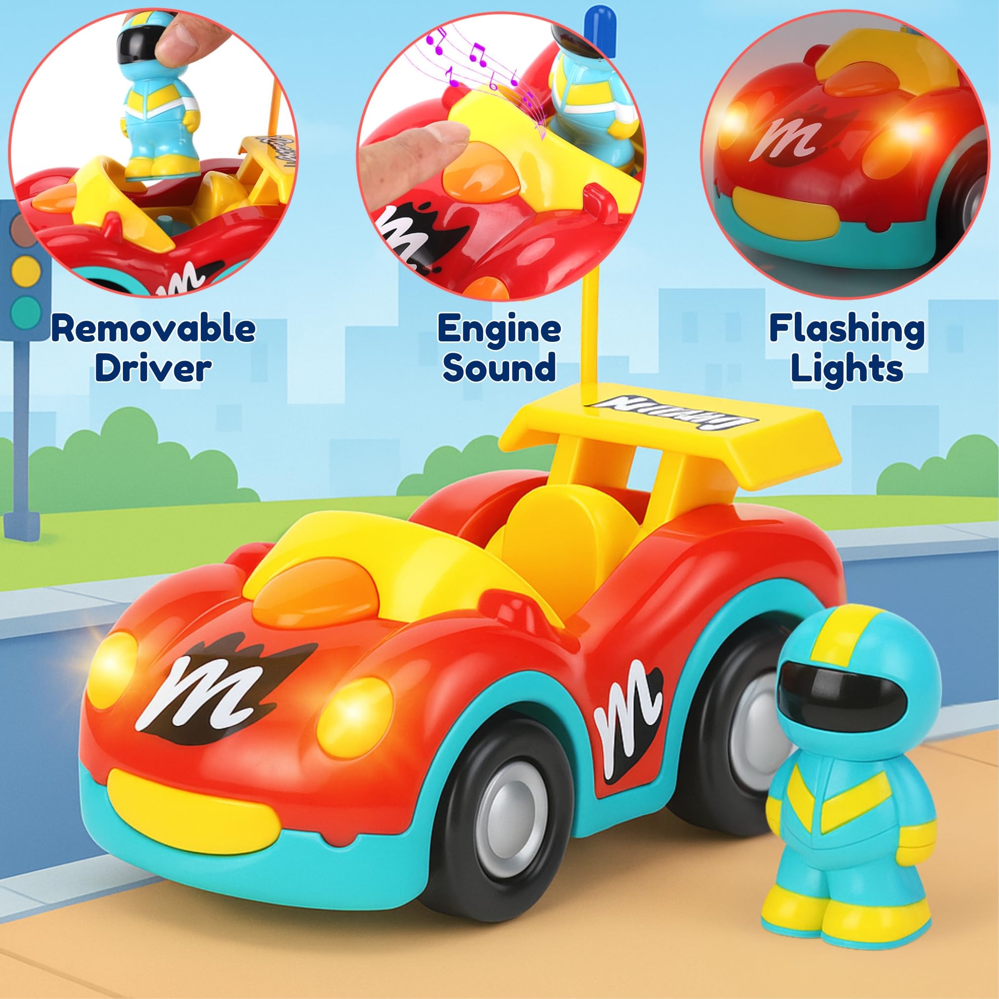 DeAO Autoscontro Telefonino Cartoon 2 Auto RC Con Telecomando E Uova Pop Up - Gioco Da Gara Per Bambini 3+ Anni - 4