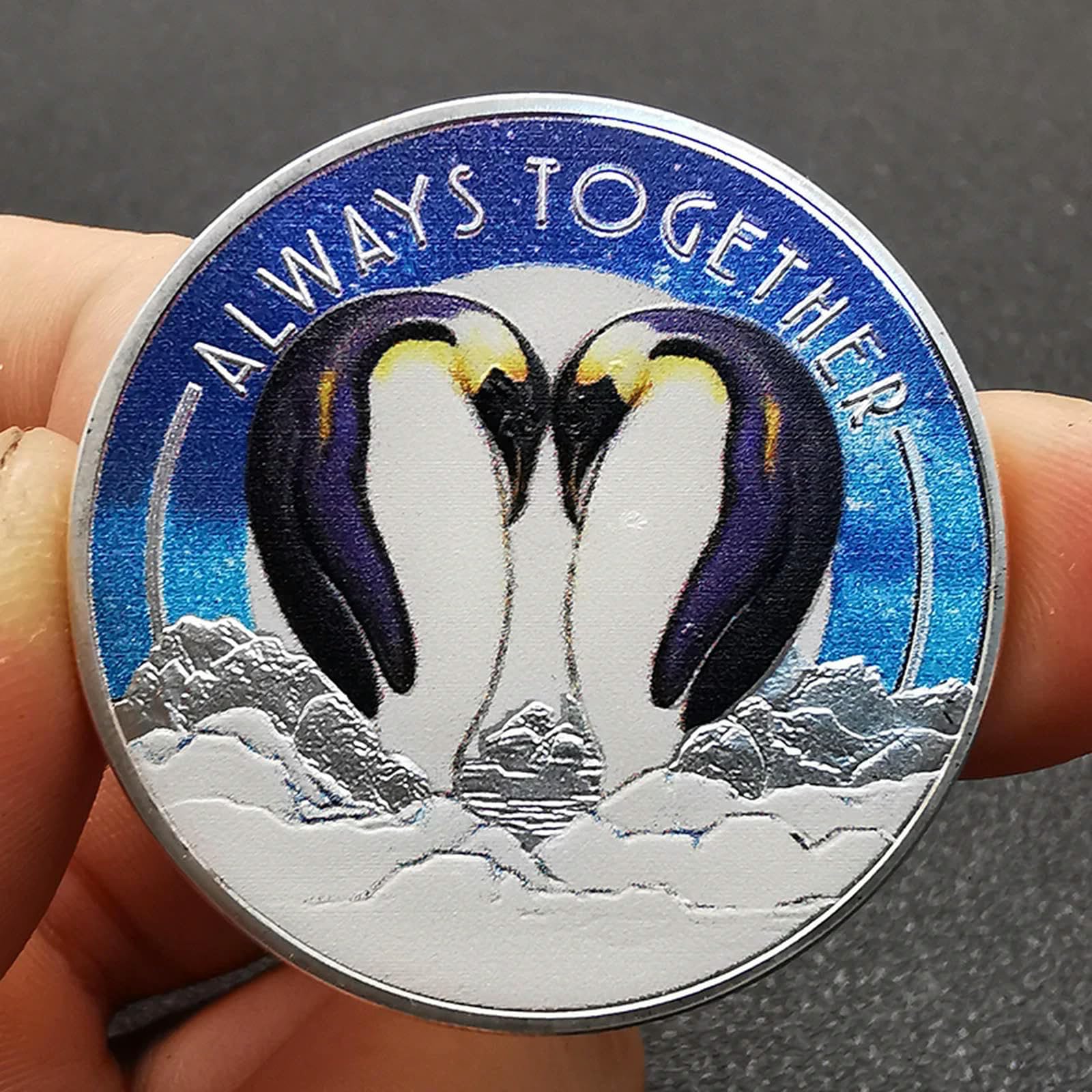 Konjeelio Silver Always Together 1Oz Colorful Coin Australia Animal Penguin Elizabeth Ii Commemorative Coins Valentine's Day Gift-Default